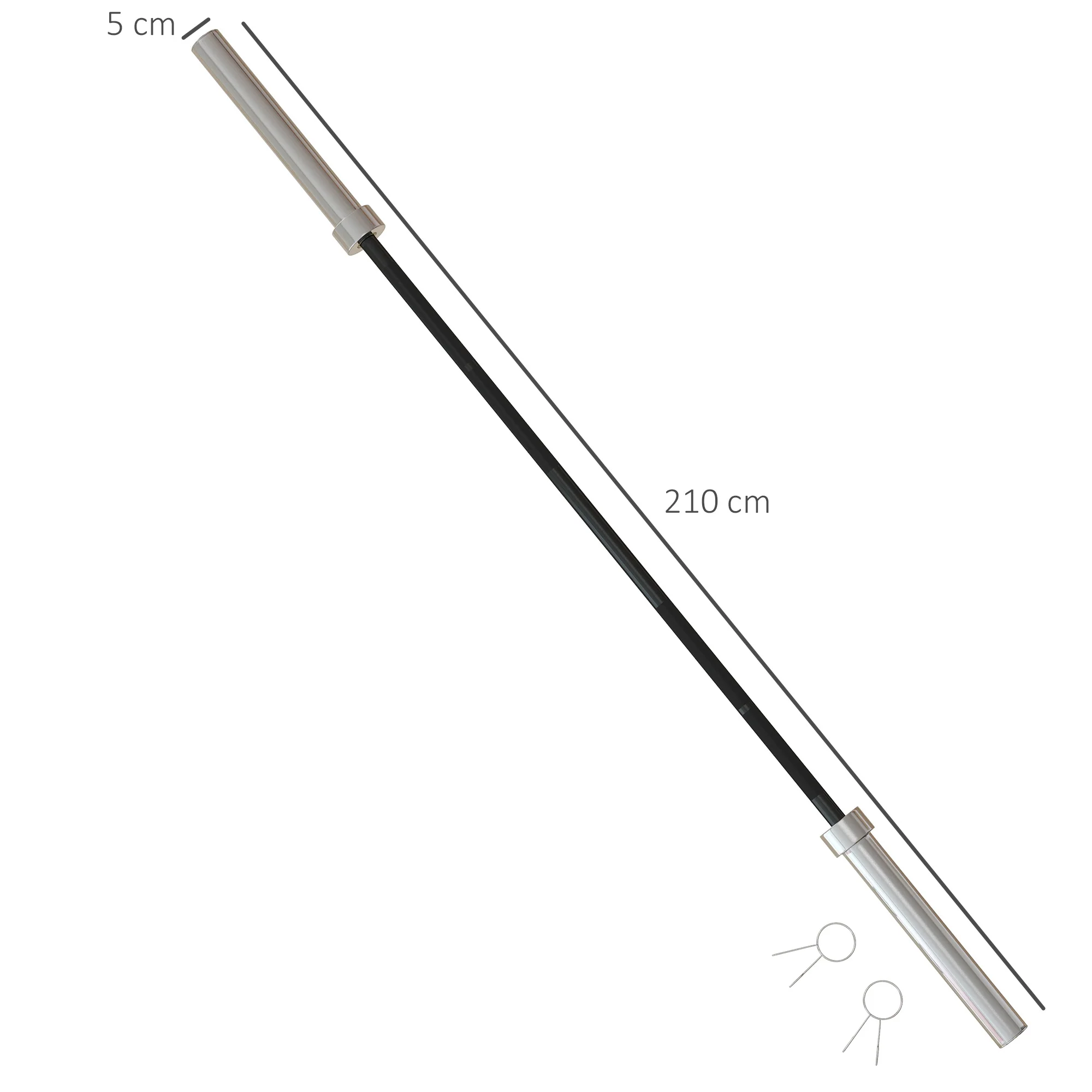 SPORTNOW 5cm Weight Lifting Bar, Barbell Bar With Spring Clips, 210cm, 20kg - Image 5