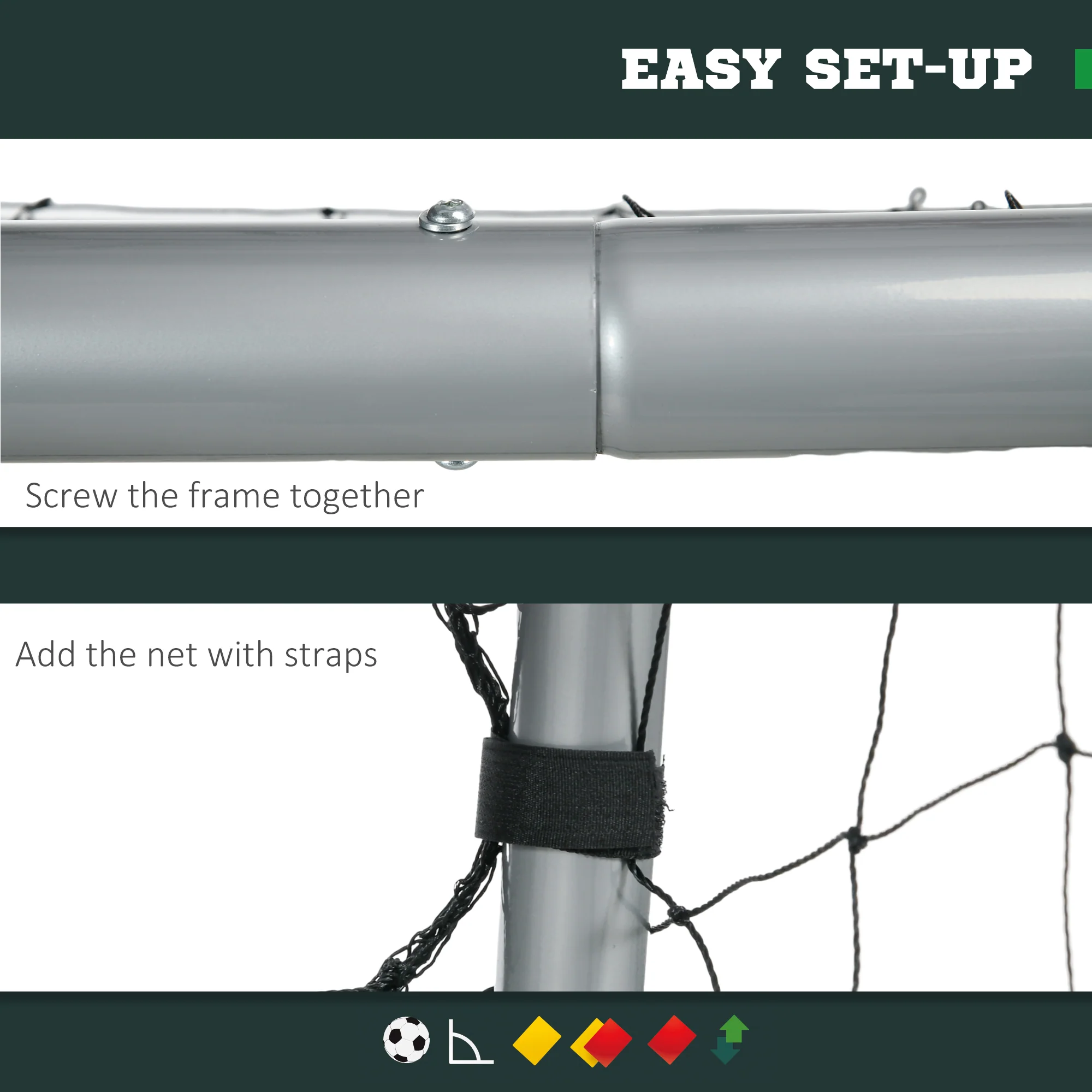 SPORTNOW 6ft x 2ft Football Goal, Simple Set Up Football Training Net - Image 3