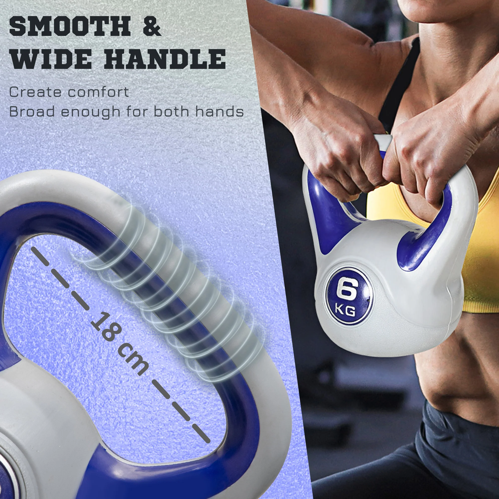 SPORTNOW 6kg Kettle Bell With Handle For Home Gym, Purple And Grey - Image 3