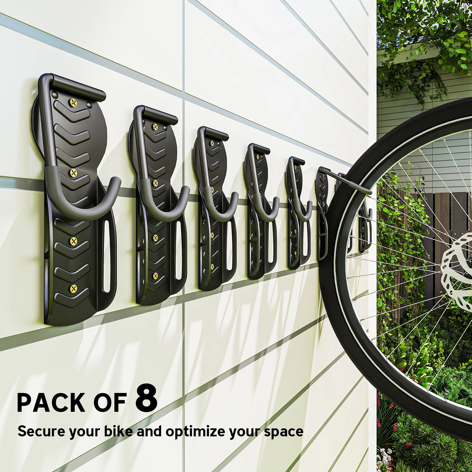 SPORTNOW 8 Pack Bike Rack, Wall Mounted Bike Hooks for Garage - Image 3