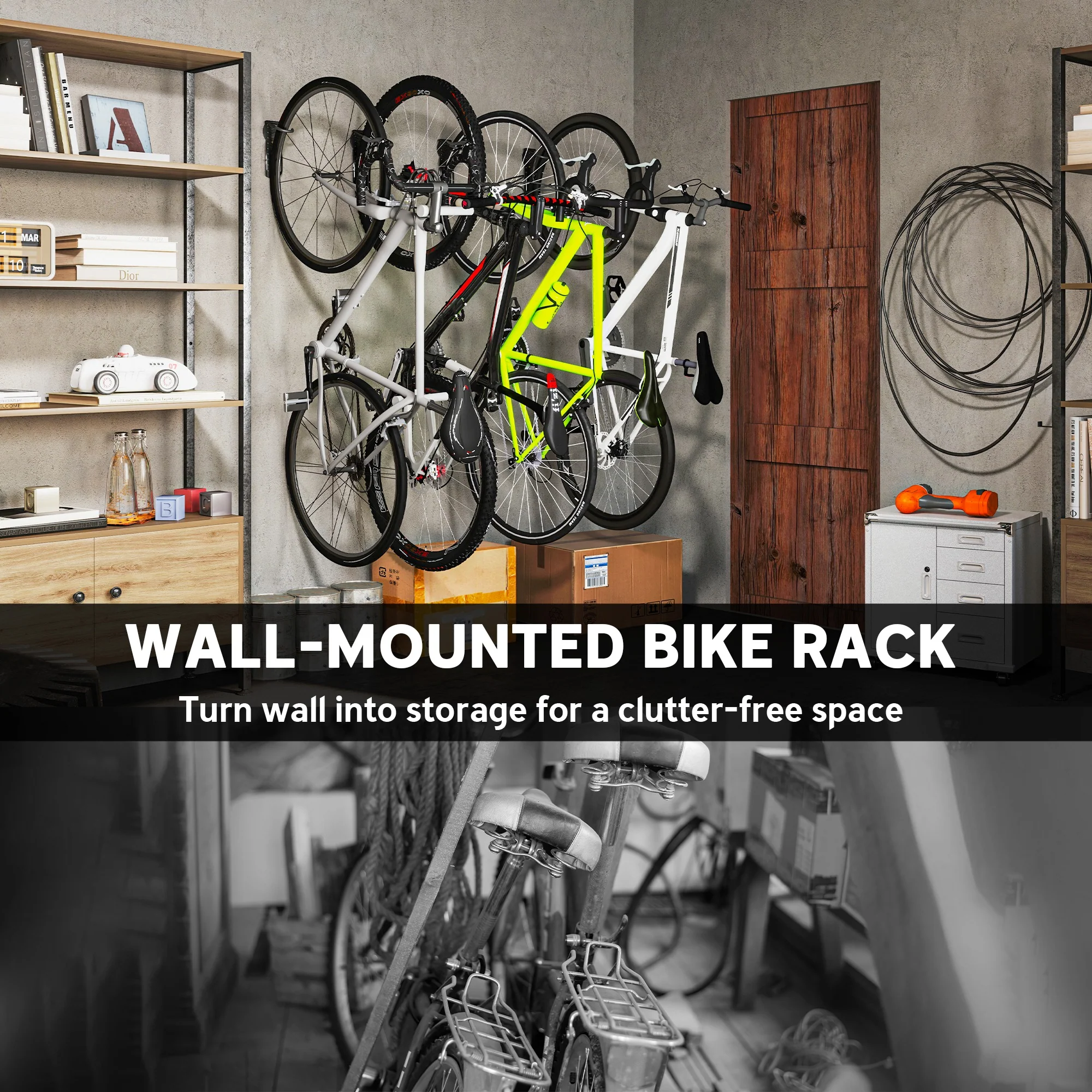 SPORTNOW 8 Pack Bike Rack, Wall Mounted Bike Hooks for Garage - Image 6