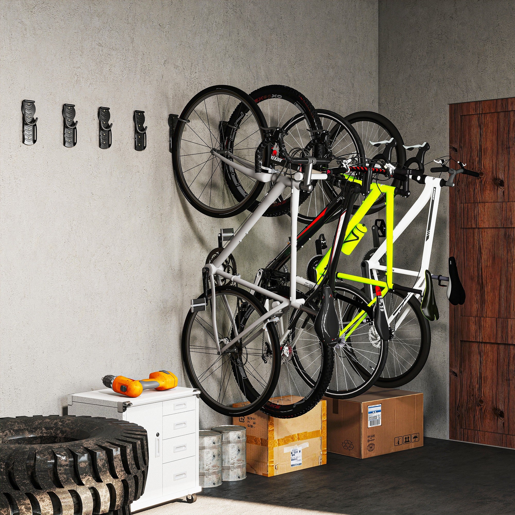 SPORTNOW 8 Pack Bike Rack, Wall Mounted Bike Hooks for Garage - Image 8