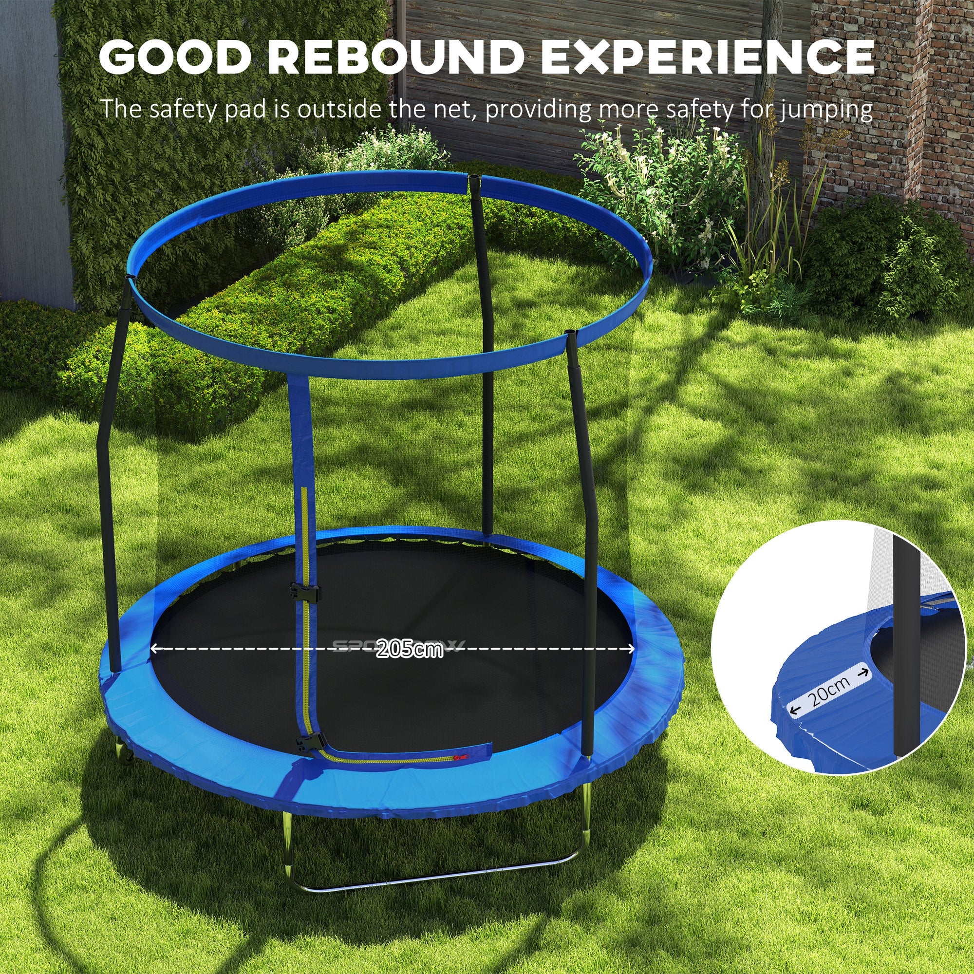 SPORTNOW Outdoor Trampoline With Safety Enclosure Net, Blue - Image 4