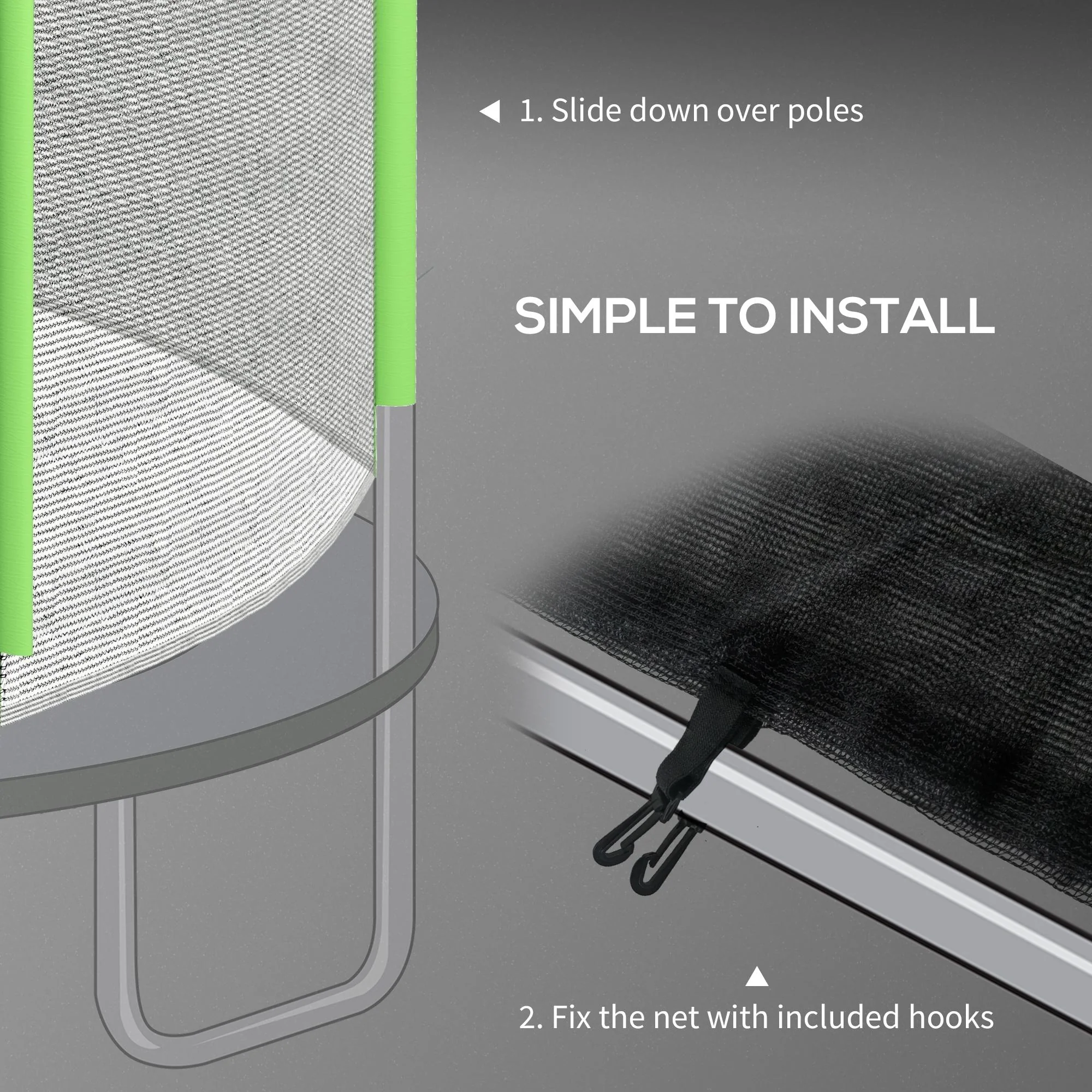 SPORTNOW 8ft Trampoline Net Replacement Safety Net With Zipped Door - Image 15