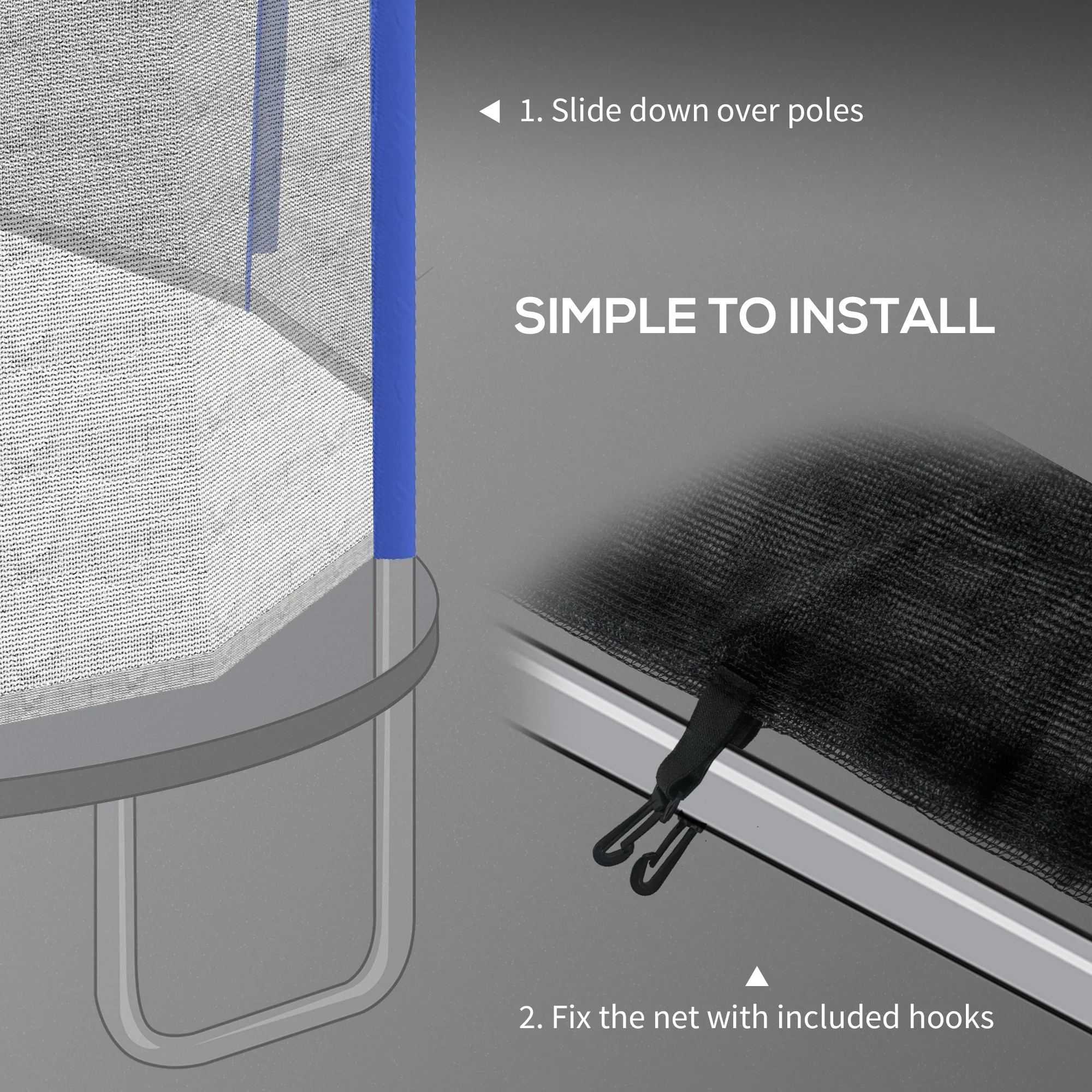 SPORTNOW 8ft Trampoline Net Replacement Safety Net With Zipped Door - Image 6