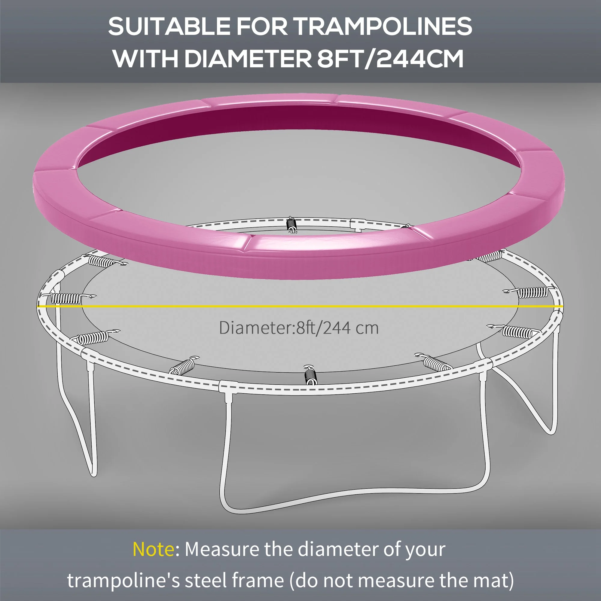 SPORTNOW 8FT Trampoline Pad Spring Cover, Waterproof - Image 12