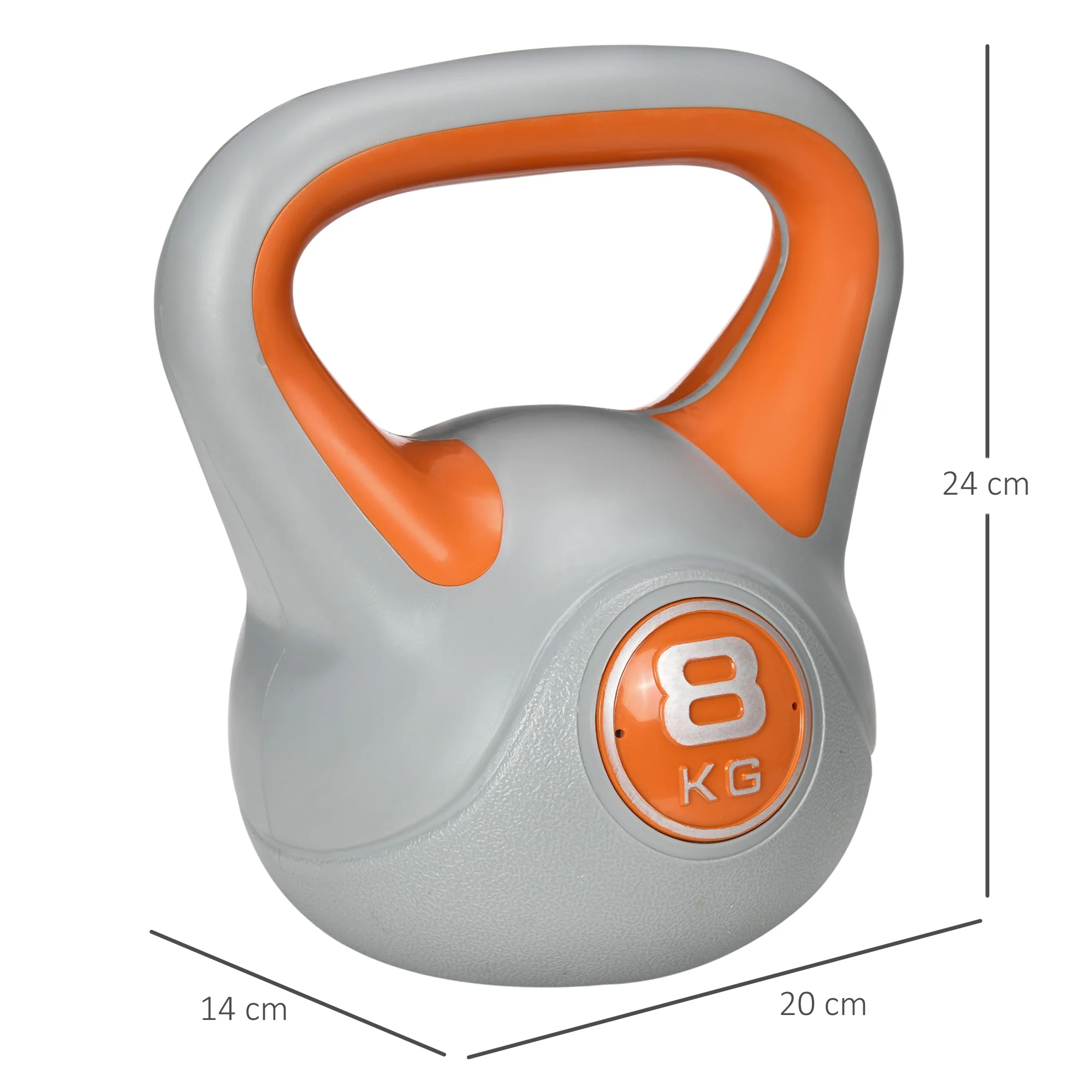 SPORTNOW 8kg Kettle Bell with Handle for Home Gym, Orange and Grey - Image 5