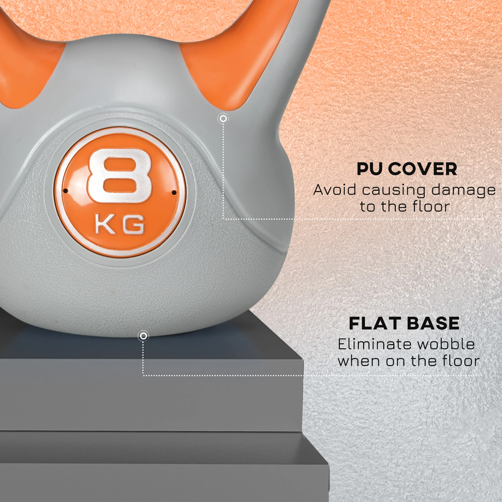 SPORTNOW 8kg Kettle Bell with Handle for Home Gym, Orange and Grey - Image 6