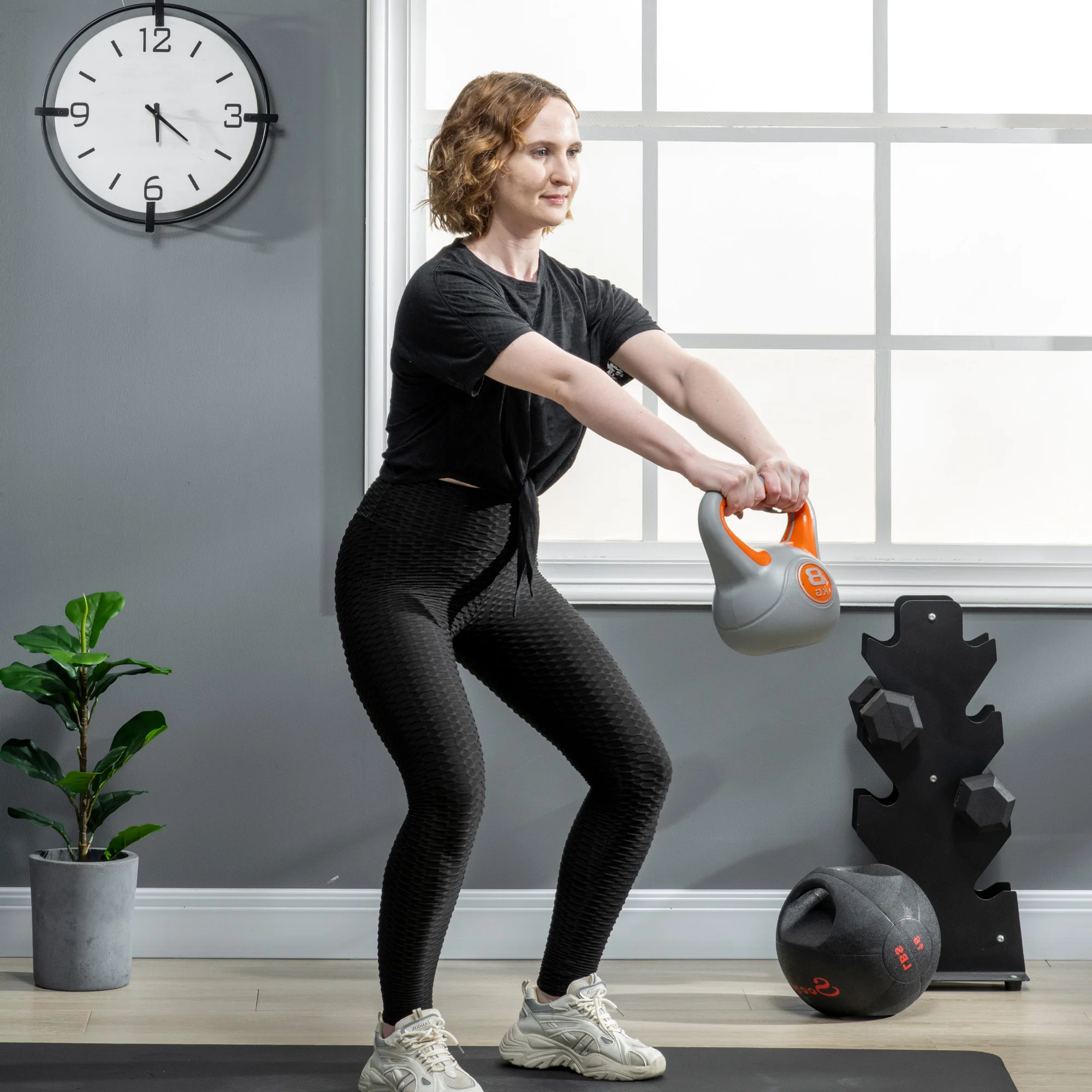 SPORTNOW 8kg Kettle Bell with Handle for Home Gym, Orange and Grey - Image 7
