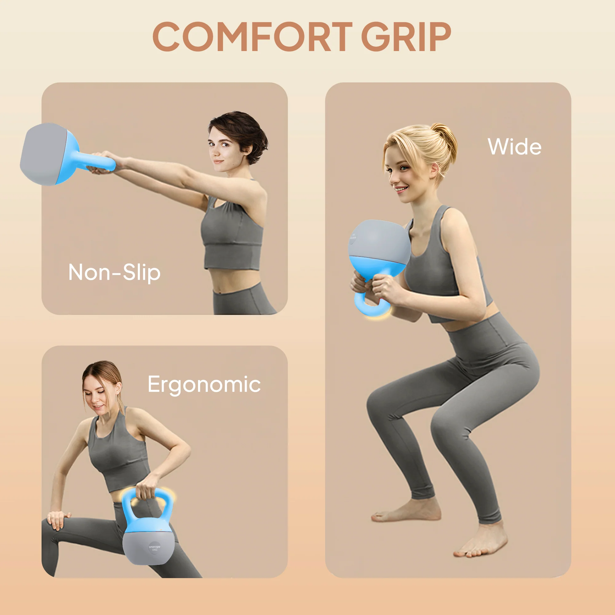 SPORTNOW 8KG Kettlebell W/ Soft Body, Non-Slip Handle - Image 4