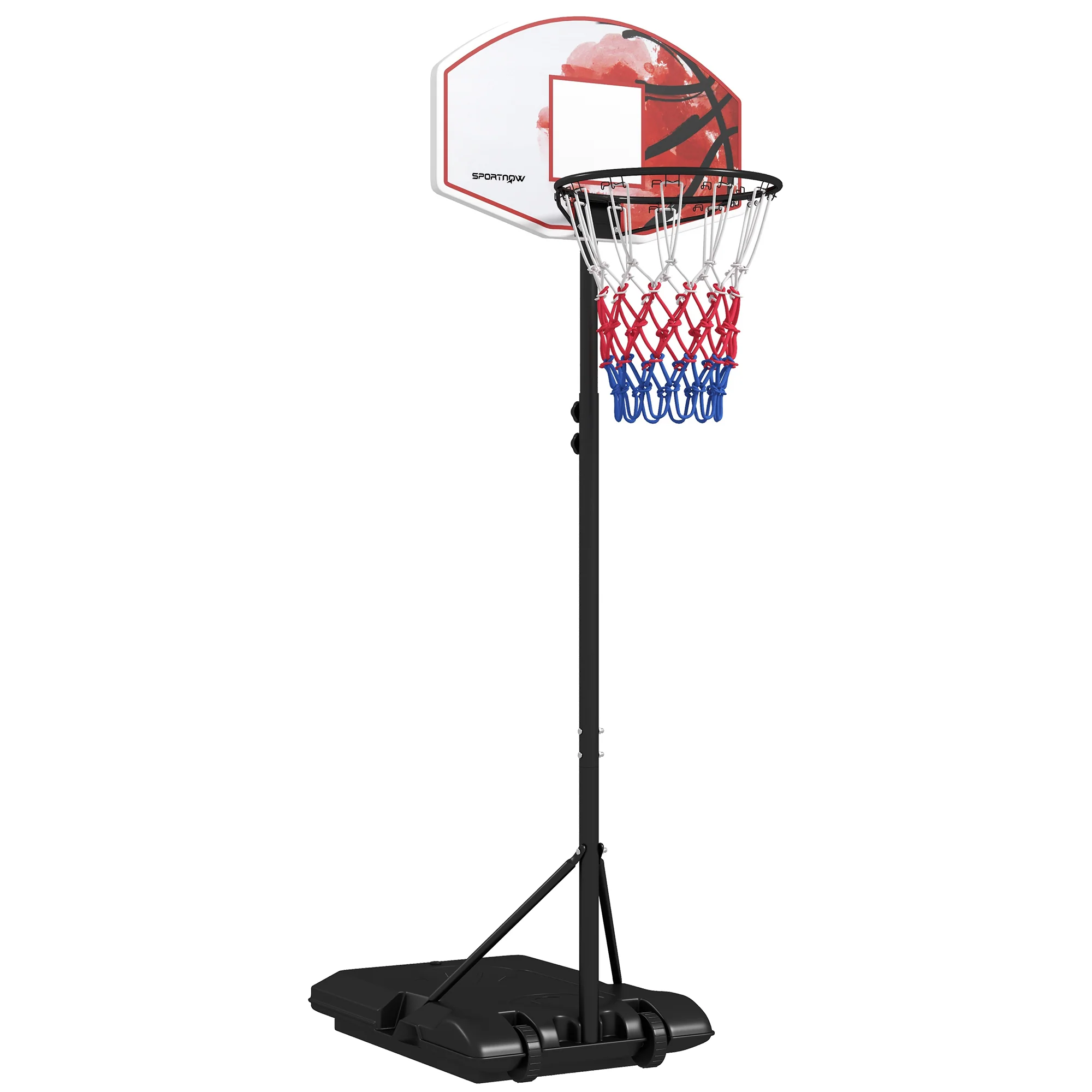 SPORTNOW Adjustable Basketball Stand Net Set System with Wheels, 179-209cm