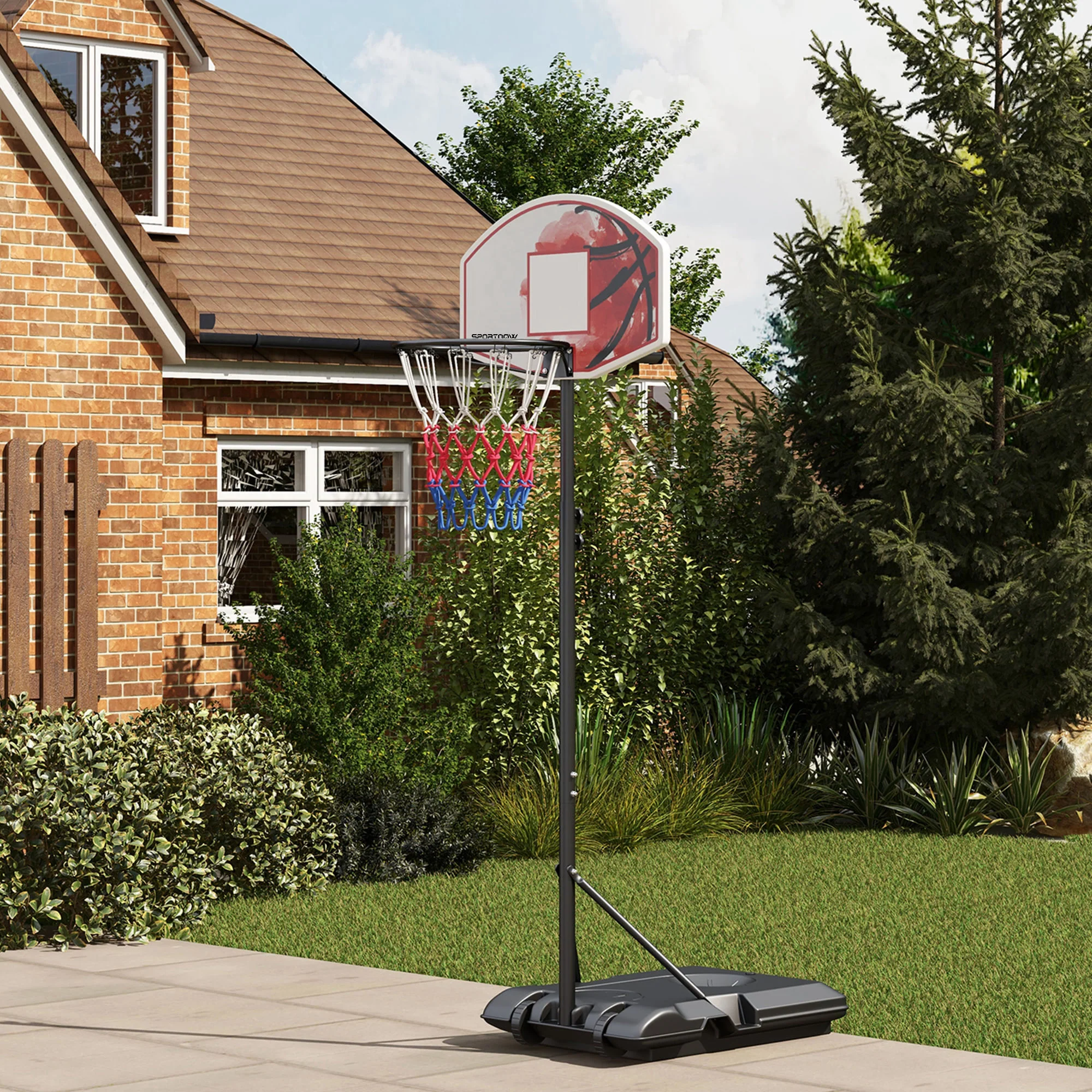 SPORTNOW Adjustable Basketball Stand Net Set System with Wheels, 179-209cm - Image 2