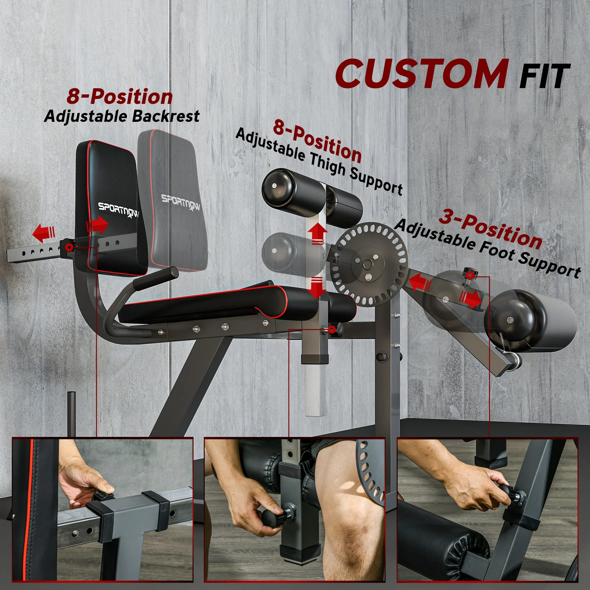 SPORTNOW Adjustable Calf Raise Machine for Leg Extension and Curl Machine - Image 6