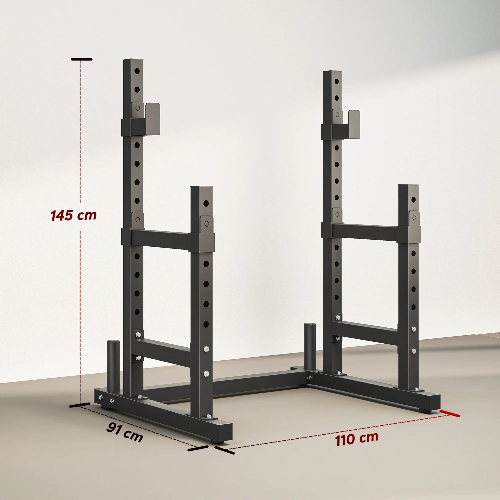 SPORTNOW Adjustable Squat Rack, Barbell Rack Stand, Max Load 300kg - Image 3