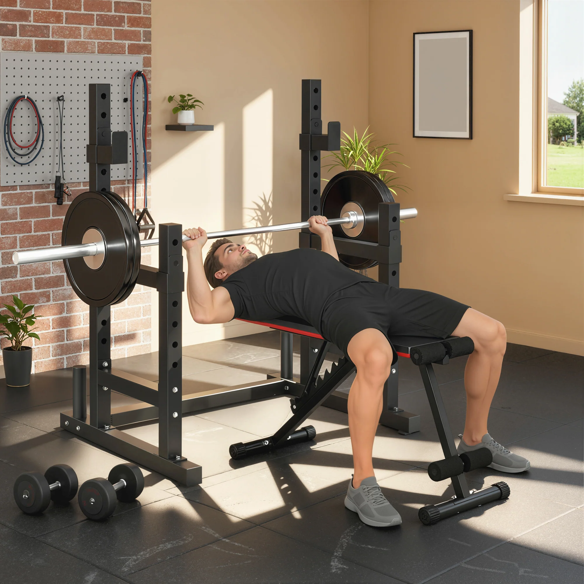 SPORTNOW Adjustable Squat Rack, Barbell Rack Stand, Max Load 300kg - Image 9