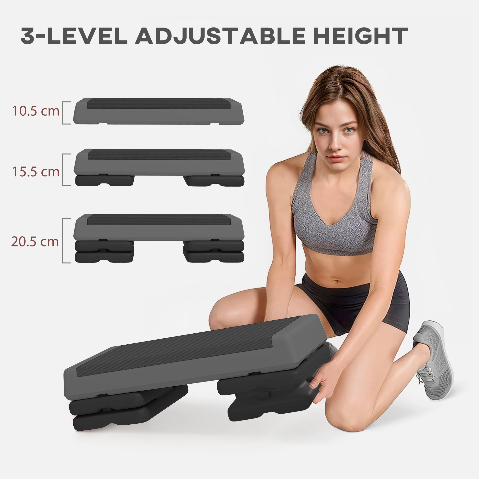 SPORTNOW Aerobic Step, 10.5/15.5/20.5cm Exercise Stepper For Home - Image 12