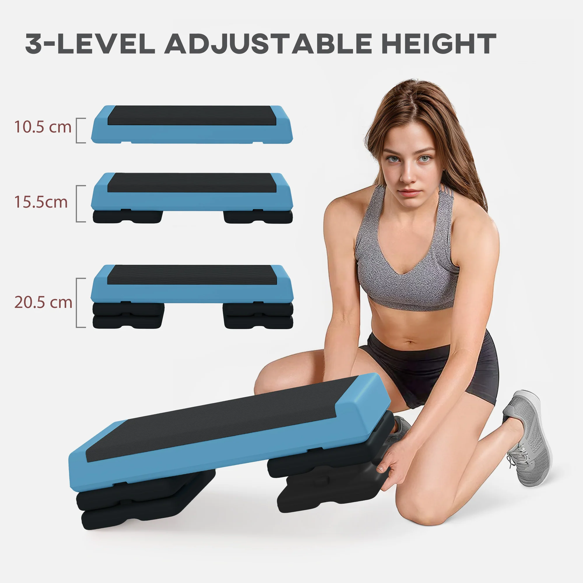 SPORTNOW Aerobic Step, 10.5/15.5/20.5cm Exercise Stepper For Home - Image 21