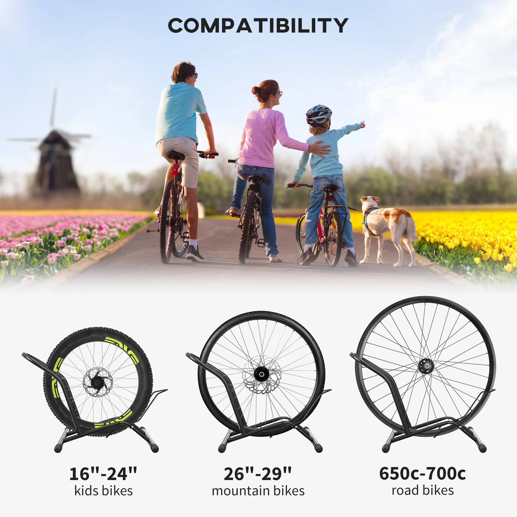 SPORTNOW Bike Stand Bicycle Storage Rack for Indoor Garages Flat Use - Image 4