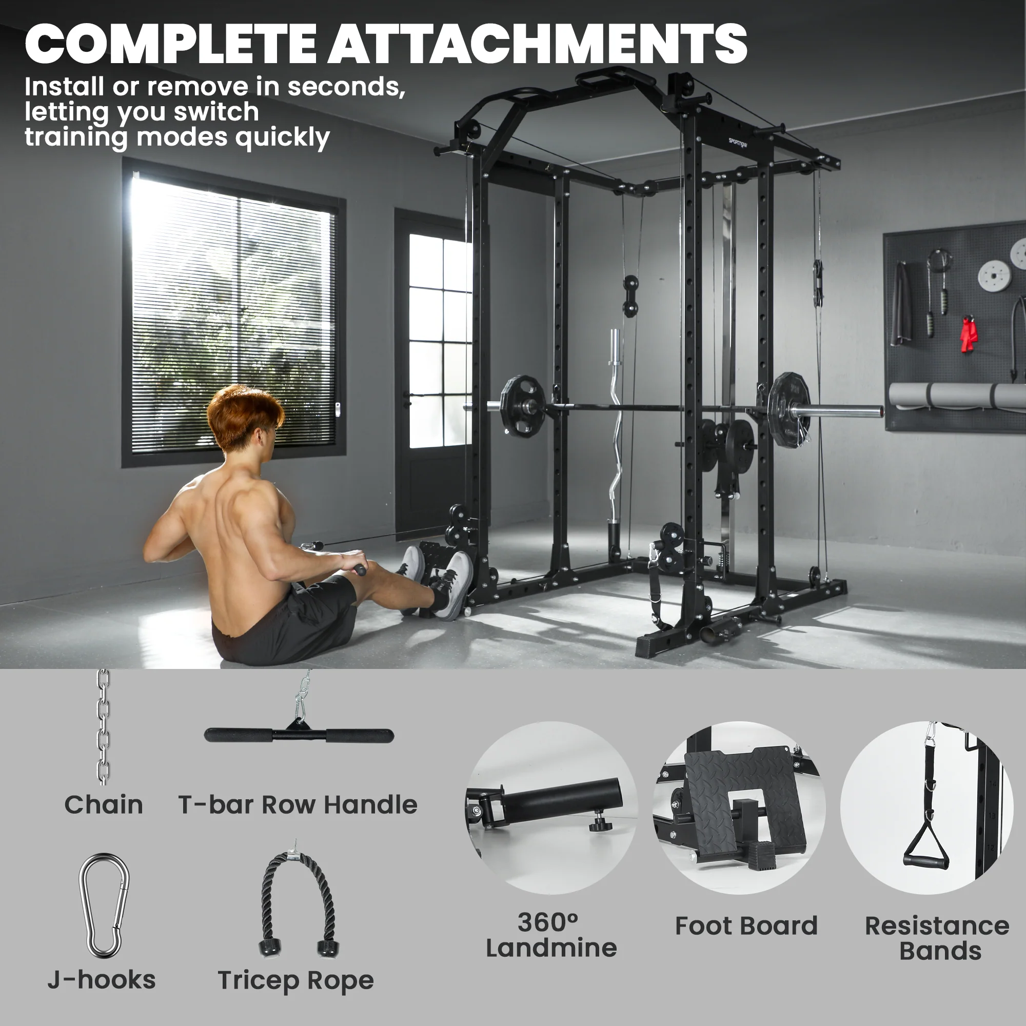 SPORTNOW Cable Crossover Machine, 300kg Multi Gym Cable Pulley System - Image 4