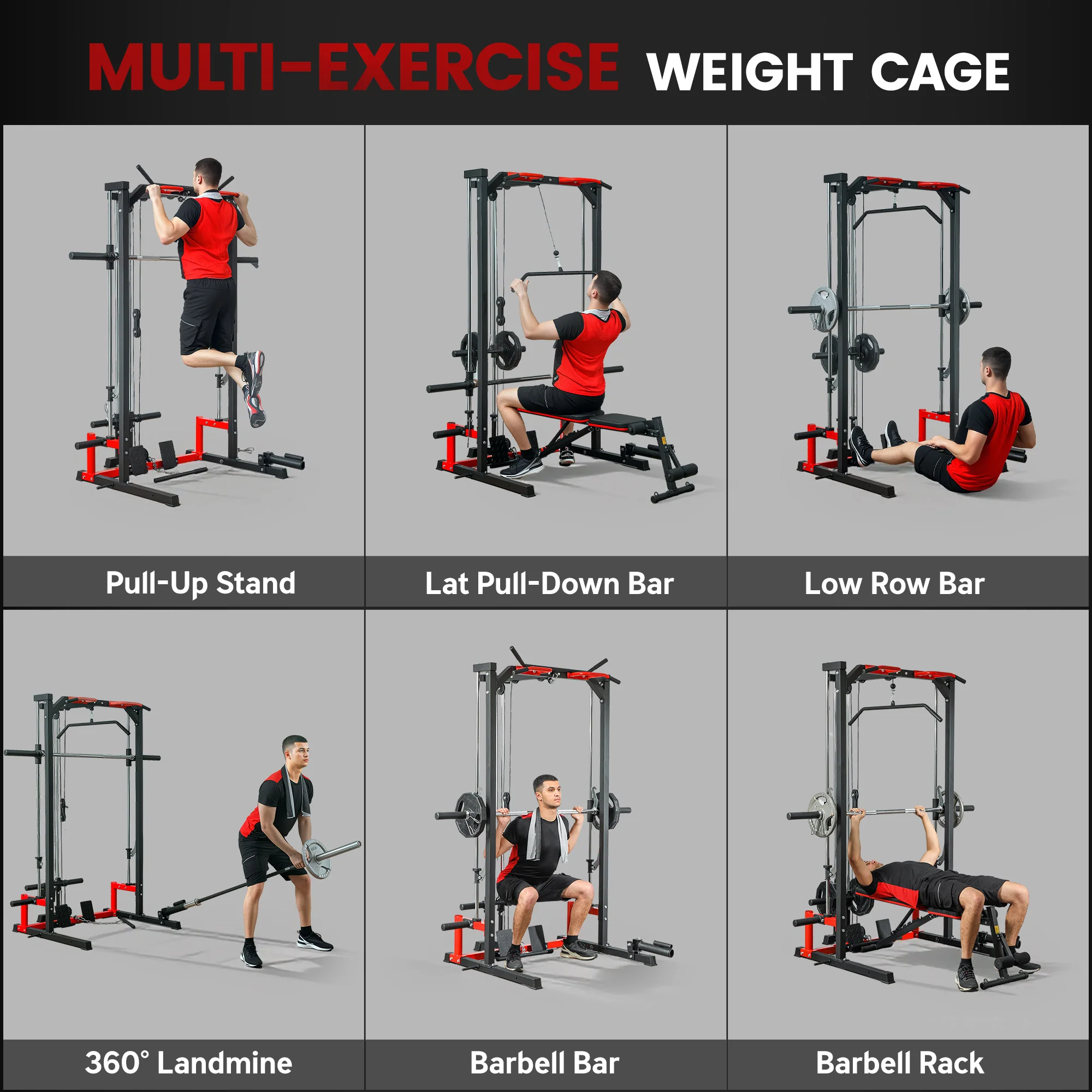 SPORTNOW Cable Crossover Machine, Multifunction Power Cage with Pull Up Bar - Image 3