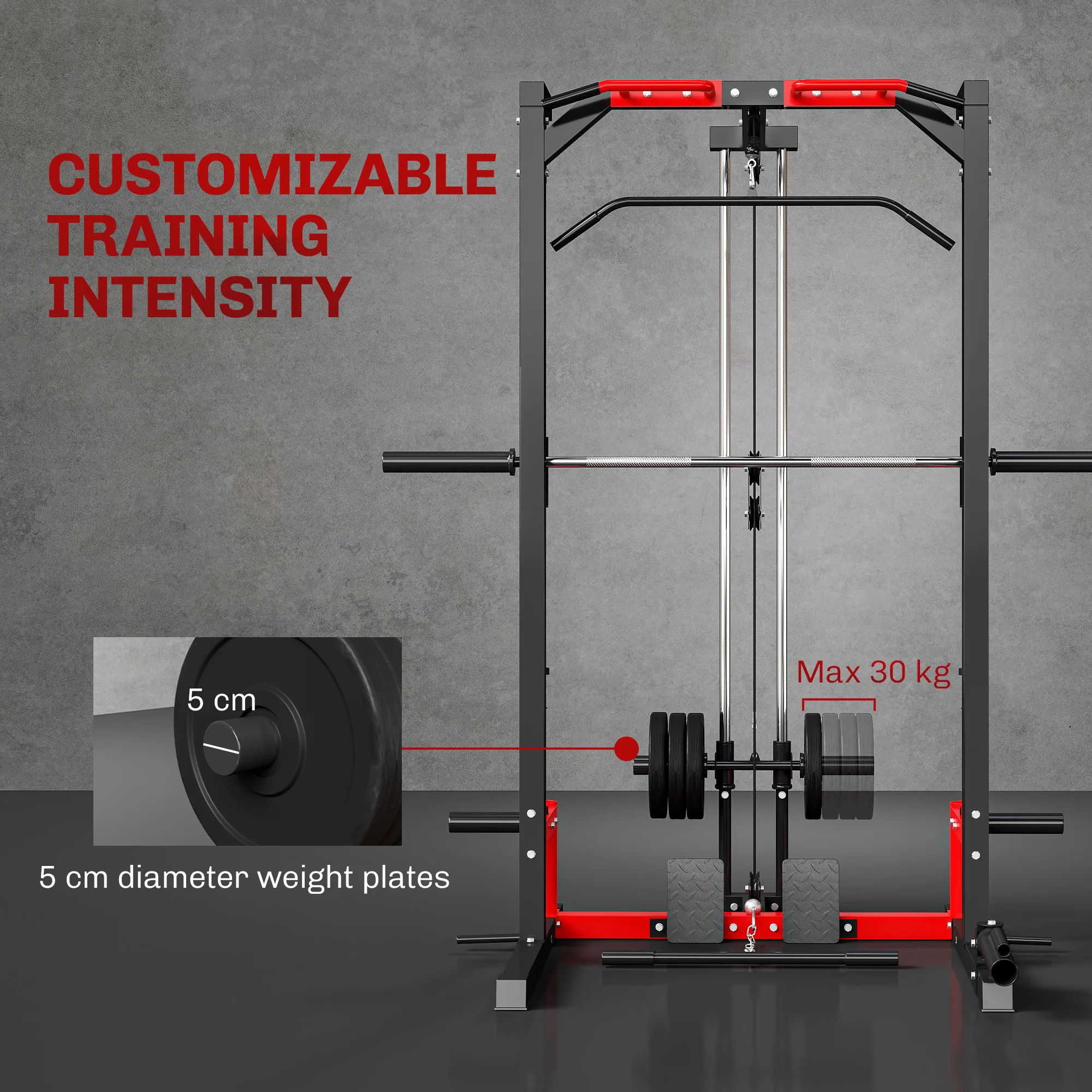 SPORTNOW Cable Crossover Machine, Multifunction Power Cage with Pull Up Bar - Image 4