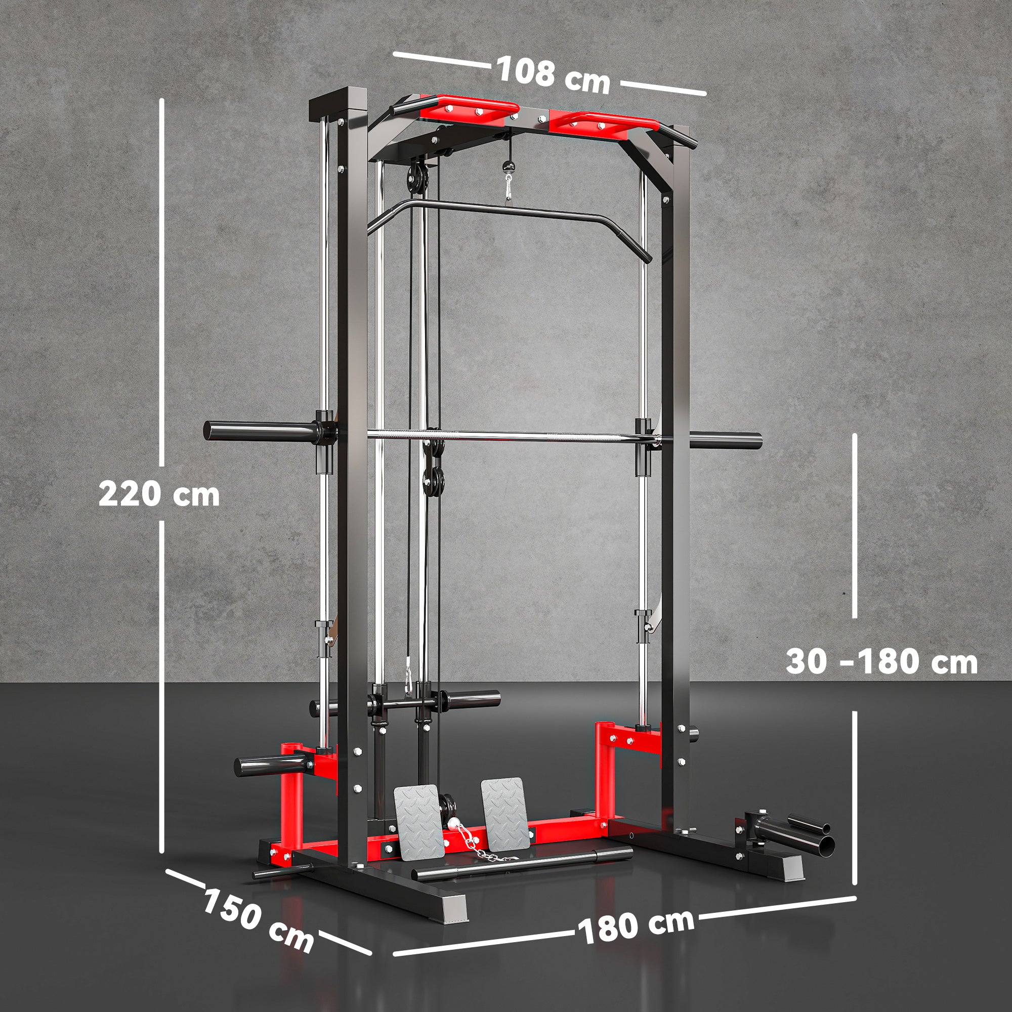 SPORTNOW Cable Crossover Machine, Multifunction Power Cage with Pull Up Bar - Image 5