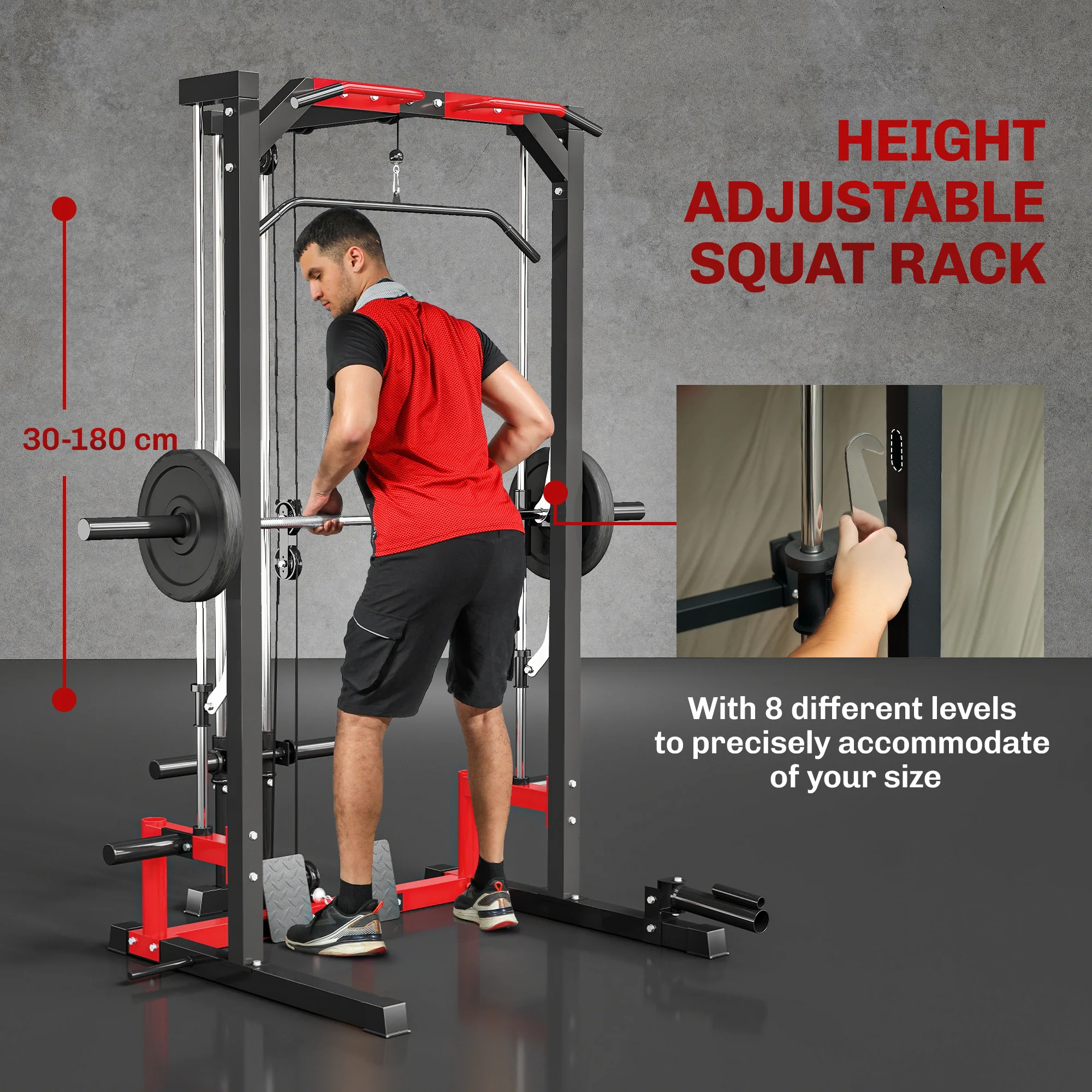 SPORTNOW Cable Crossover Machine, Multifunction Power Cage with Pull Up Bar - Image 6