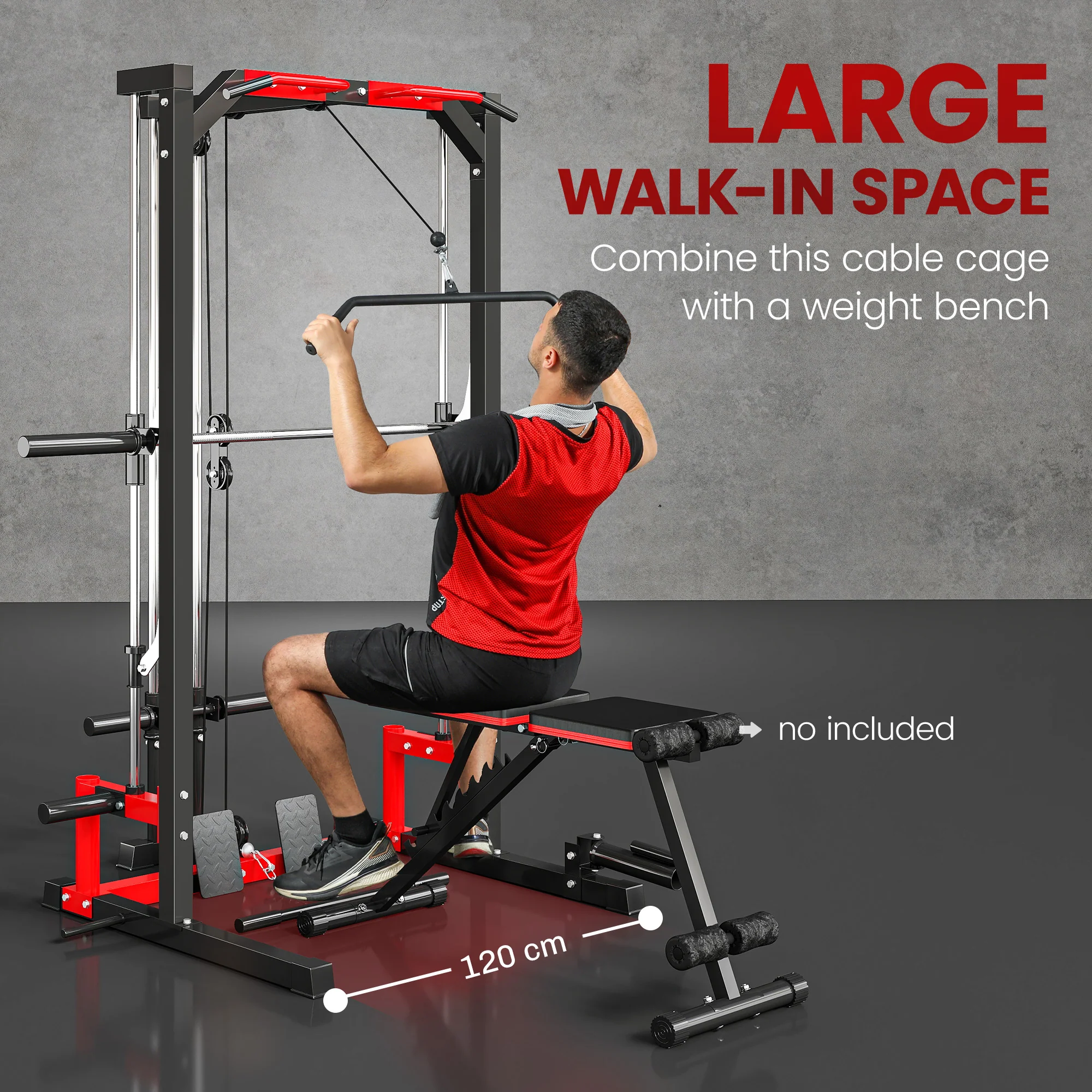 SPORTNOW Cable Crossover Machine, Multifunction Power Cage with Pull Up Bar - Image 8