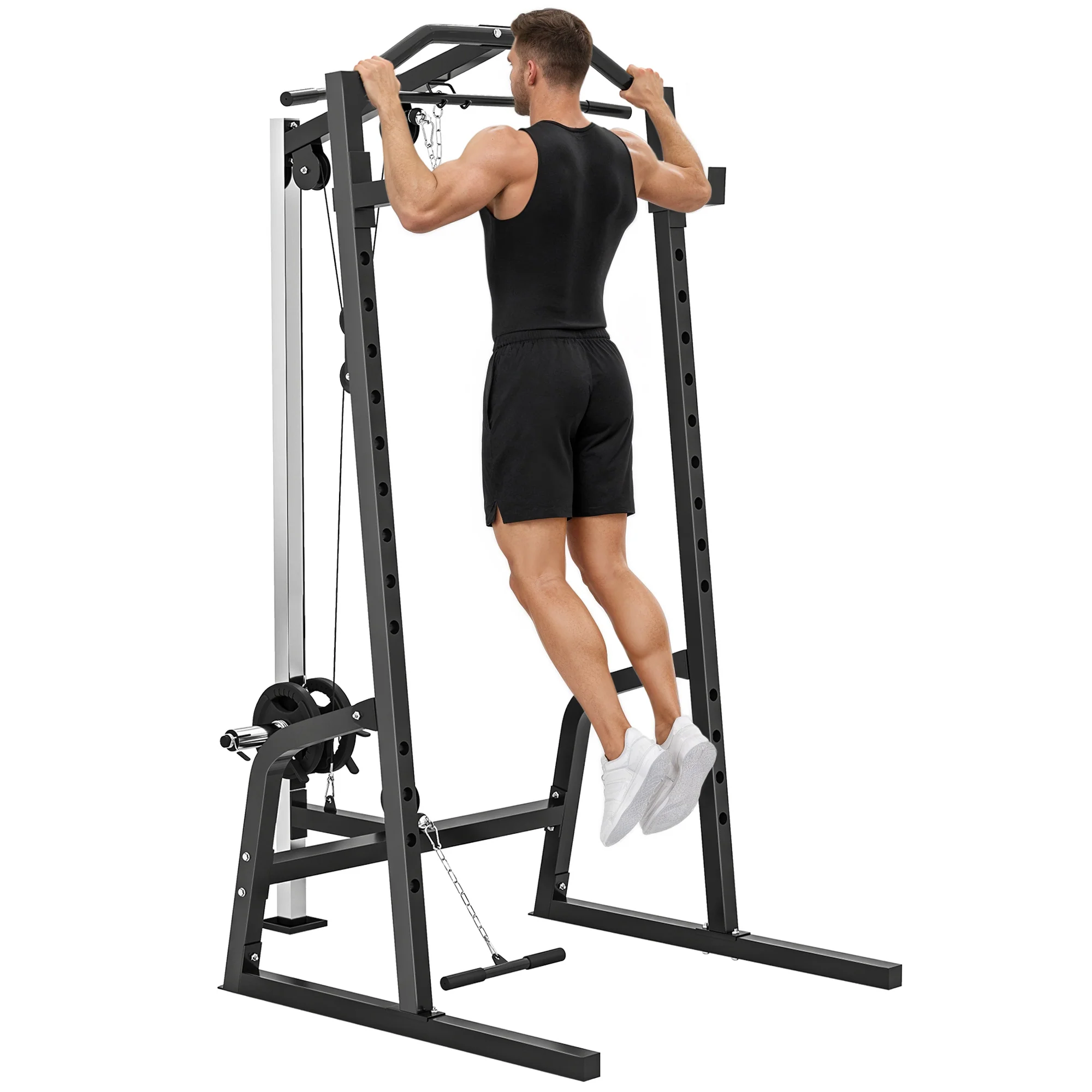 SPORTNOW Cable Crossover Machine with Pulley System, Squat Rack