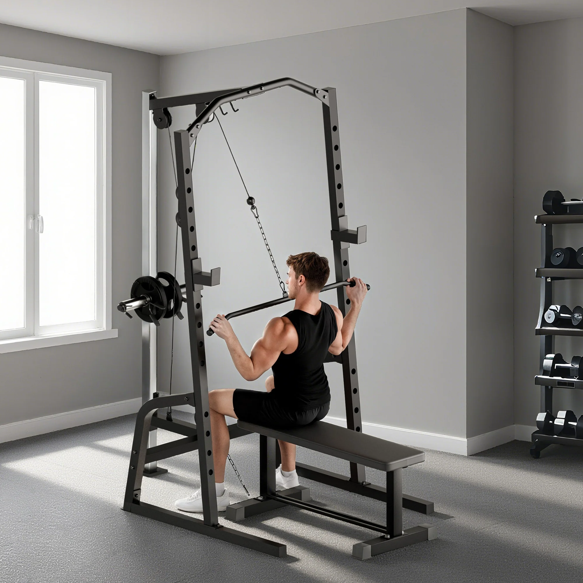 SPORTNOW Cable Crossover Machine with Pulley System, Squat Rack - Image 2
