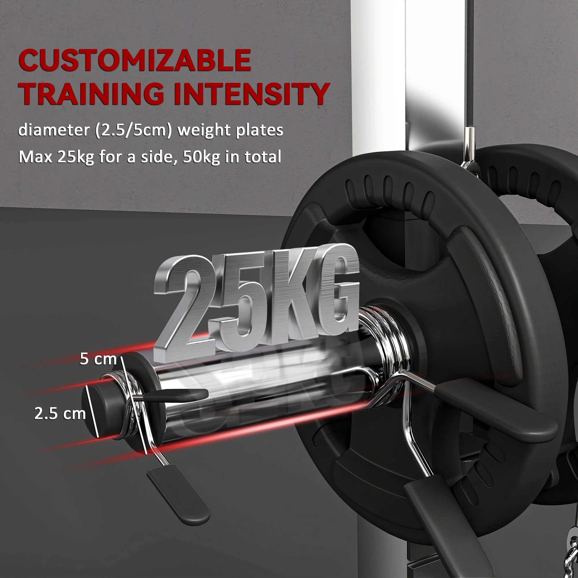 SPORTNOW Cable Crossover Machine with Pulley System, Squat Rack - Image 4