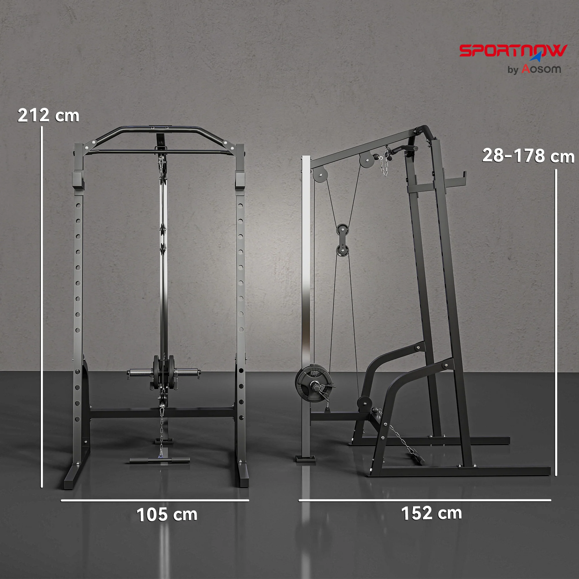 SPORTNOW Cable Crossover Machine with Pulley System, Squat Rack - Image 5