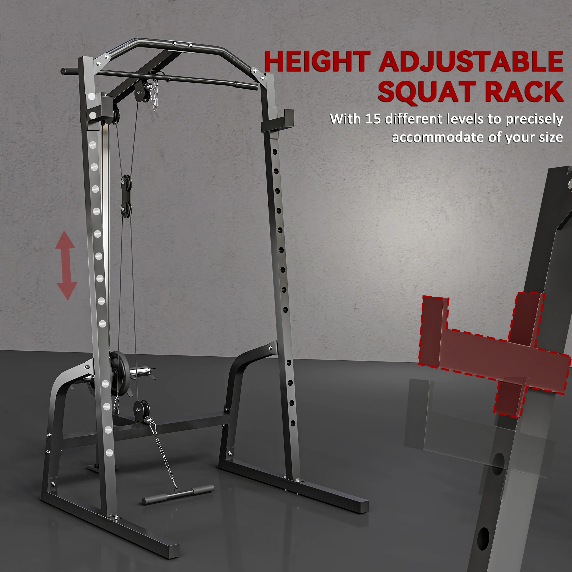 SPORTNOW Cable Crossover Machine with Pulley System, Squat Rack - Image 6