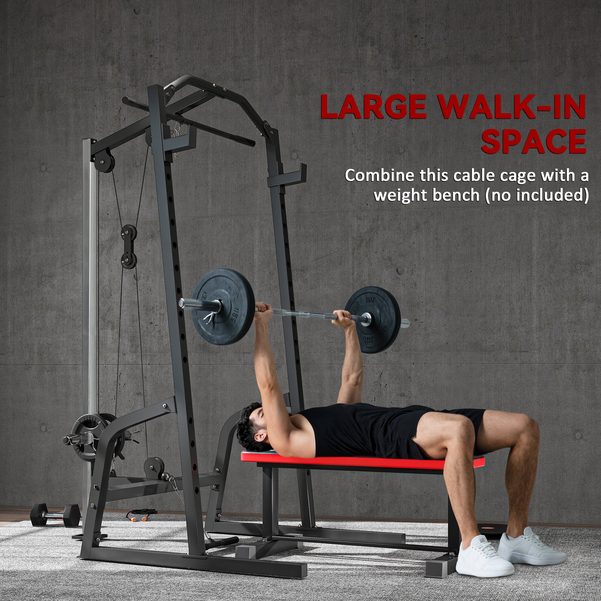 SPORTNOW Cable Crossover Machine with Pulley System, Squat Rack - Image 7