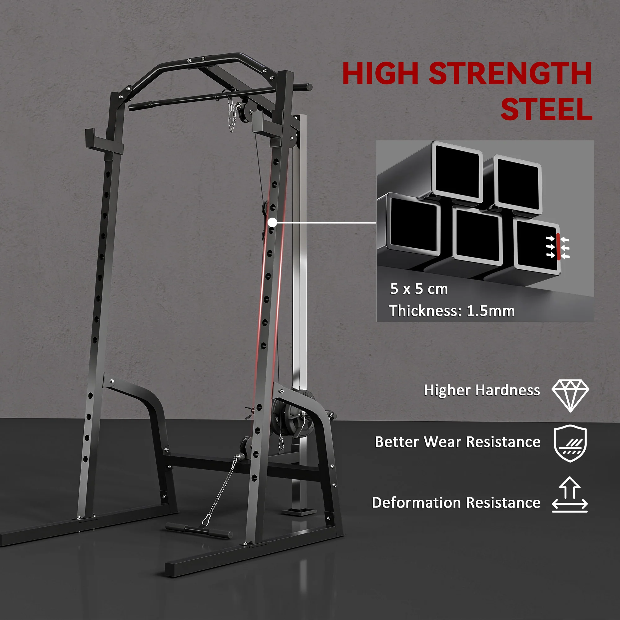 SPORTNOW Cable Crossover Machine with Pulley System, Squat Rack - Image 8