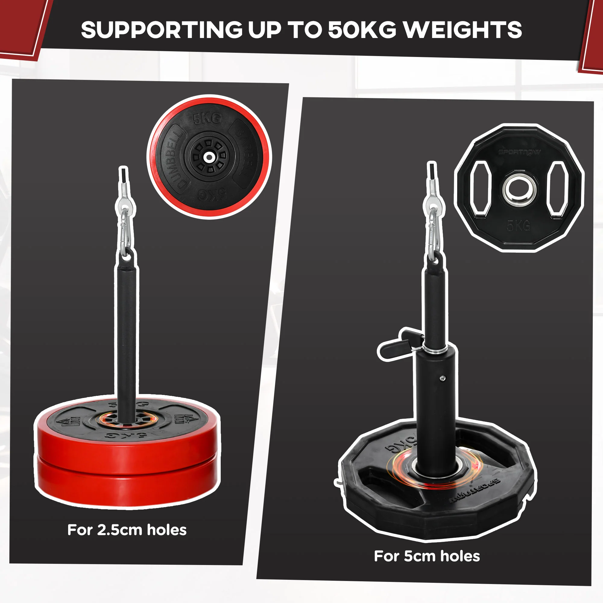 SPORTNOW Cable Pulley System, Lat Pull Down System With DIY Loading Weight Pin - Image 4