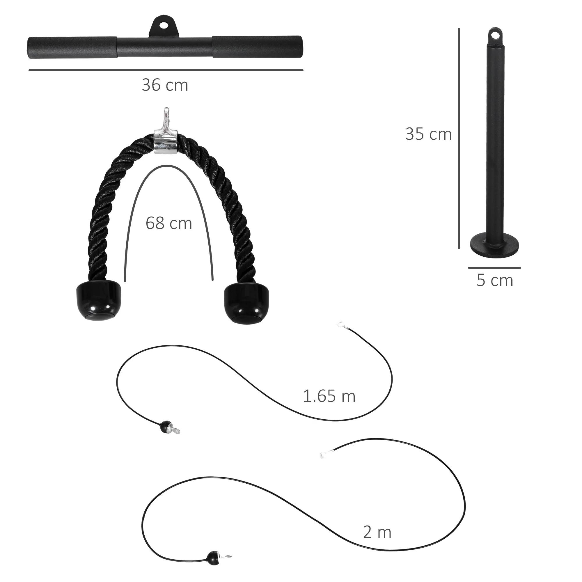 SPORTNOW Cable Pulley System, Lat Pull Down System With DIY Loading Weight Pin - Image 5