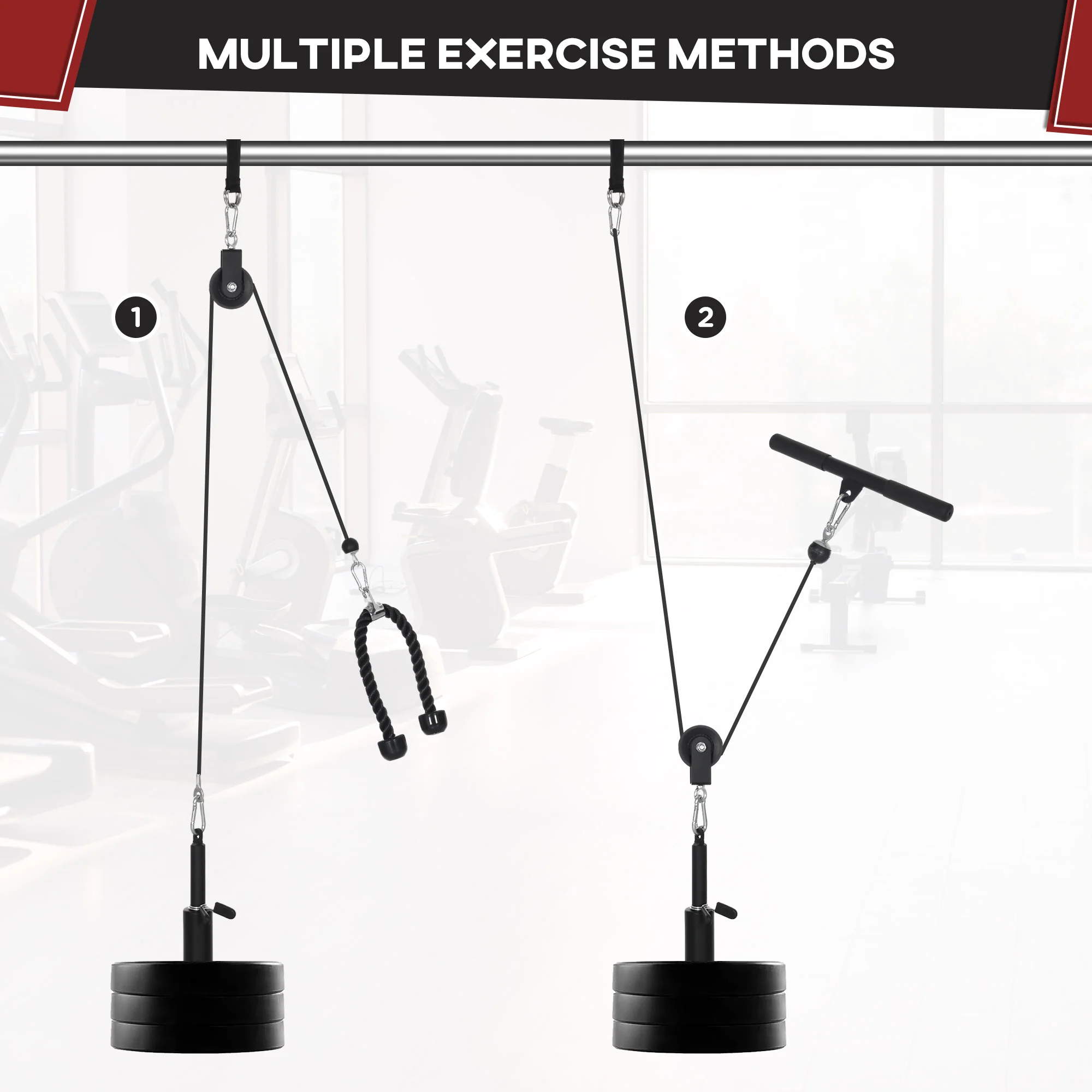 SPORTNOW Cable Pulley System, Lat Pull Down System With DIY Loading Weight Pin - Image 6