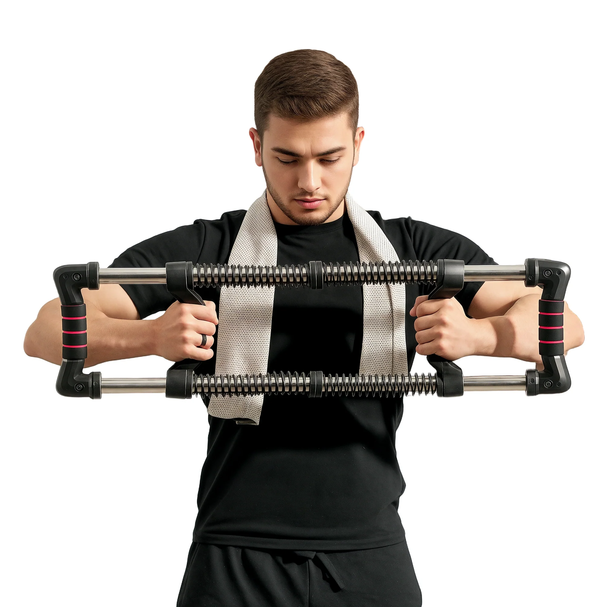 SPORTNOW Chest Expander With 10-50kg Adjustable Resistance For Men, Women