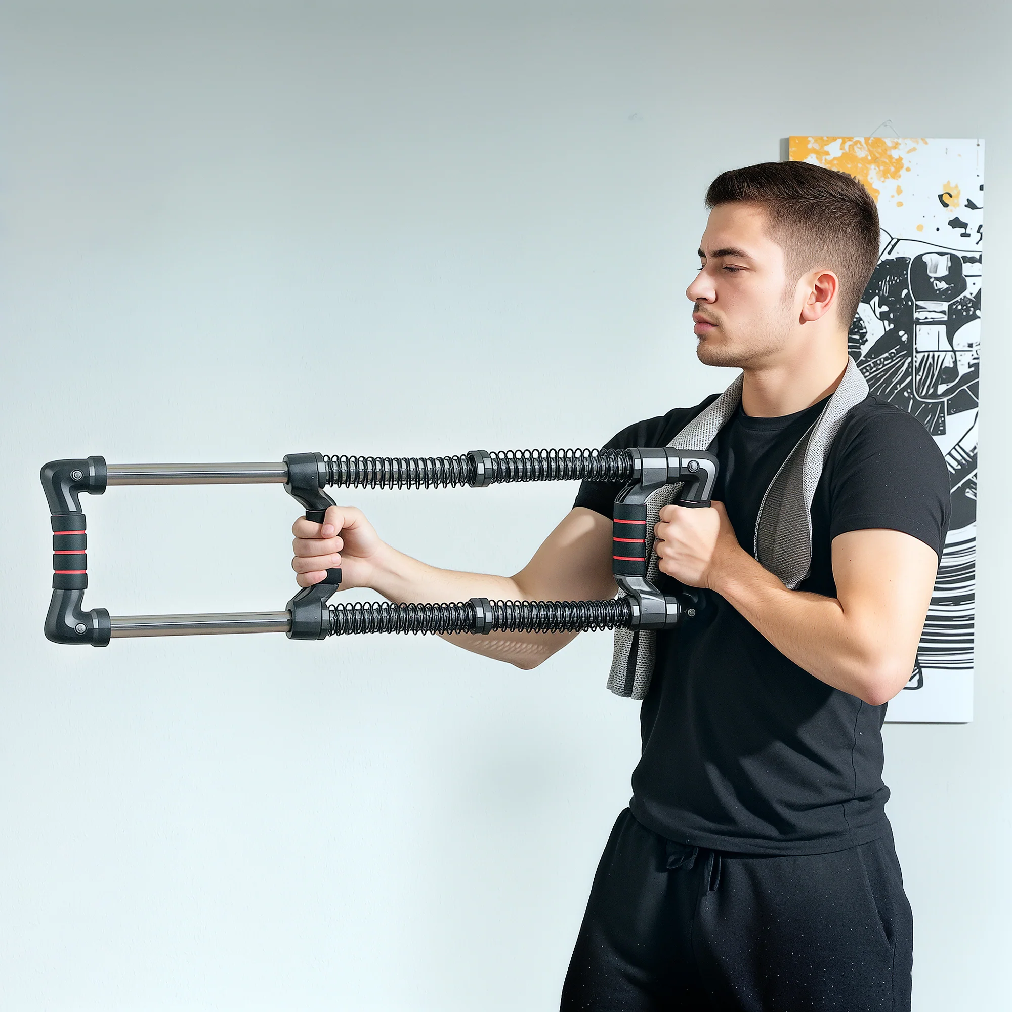 SPORTNOW Chest Expander With 10-50kg Adjustable Resistance For Men, Women - Image 8