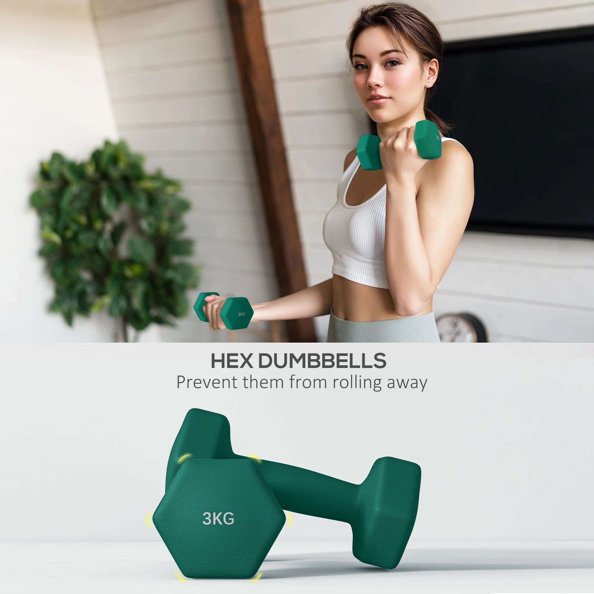SPORTNOW Dumbbells Set with Carry Storage Rack, 2 x 1kg, 2 x 2kg, 2 x 3kg - Image 7
