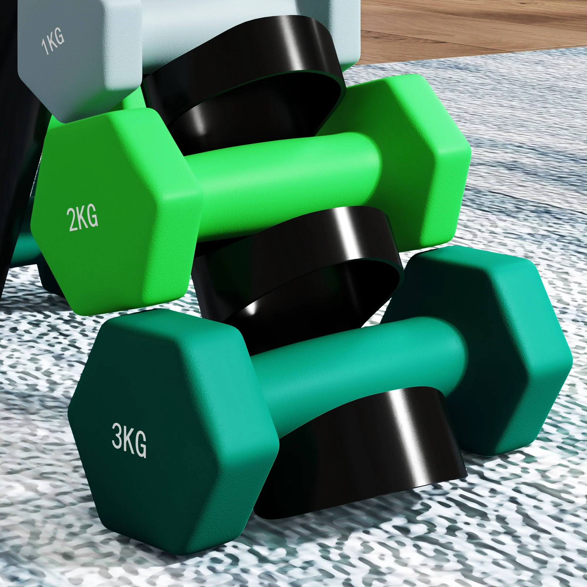 SPORTNOW Dumbbells Set with Carry Storage Rack, 2 x 1kg, 2 x 2kg, 2 x 3kg - Image 9