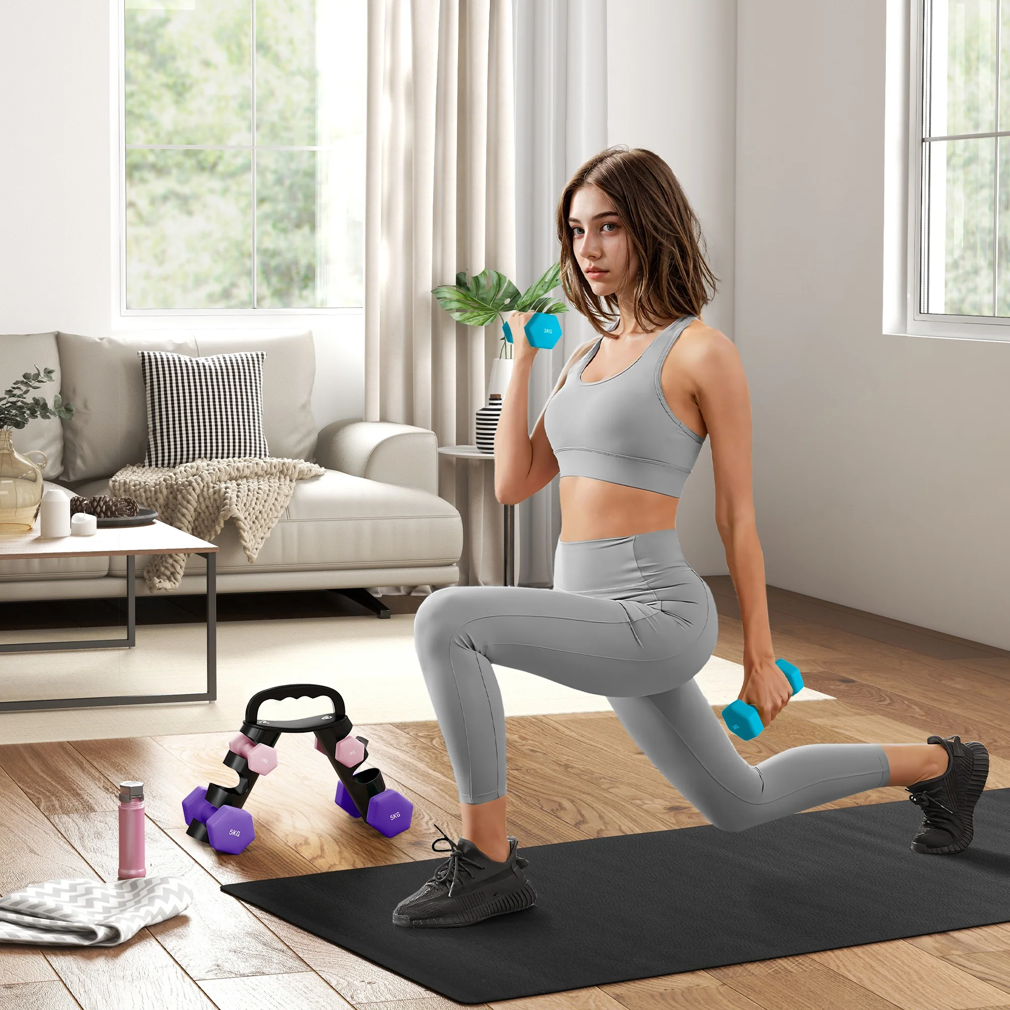 SPORTNOW Dumbbells Set With Storage Rack - Image 11