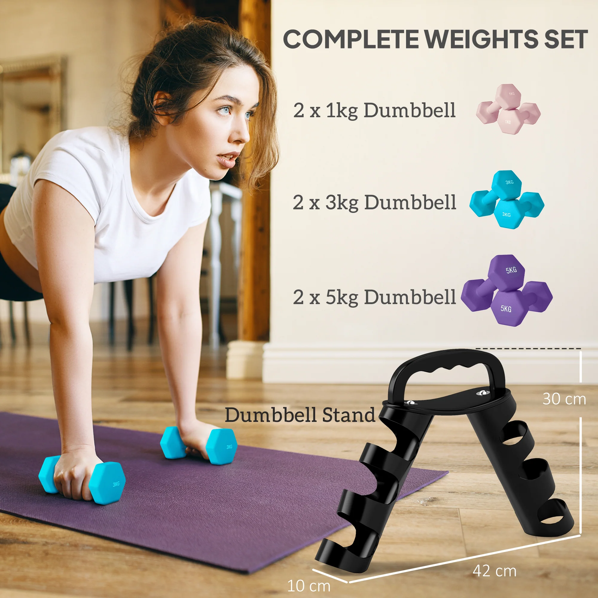 SPORTNOW Dumbbells Set With Storage Rack - Image 12