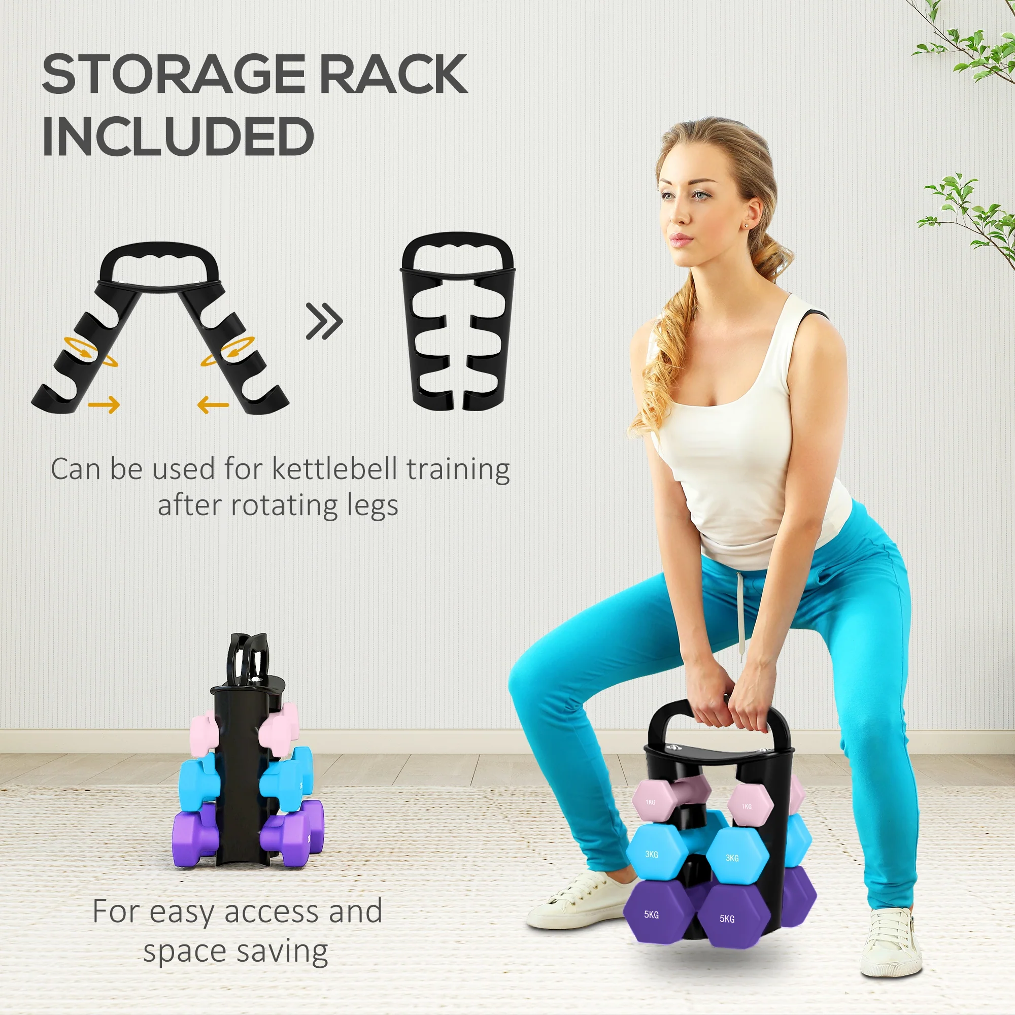 SPORTNOW Dumbbells Set With Storage Rack - Image 13
