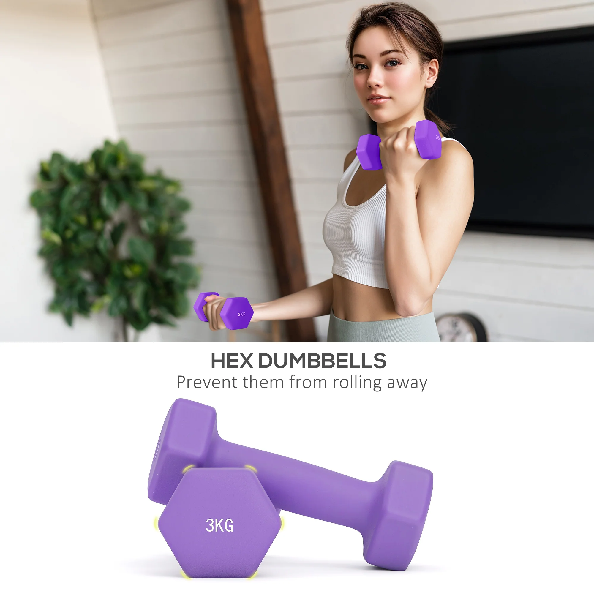 SPORTNOW Dumbbells Set With Storage Rack, 2 X 1kg, 2 X 2kg, 2 X 3kg, Pink - Image 7