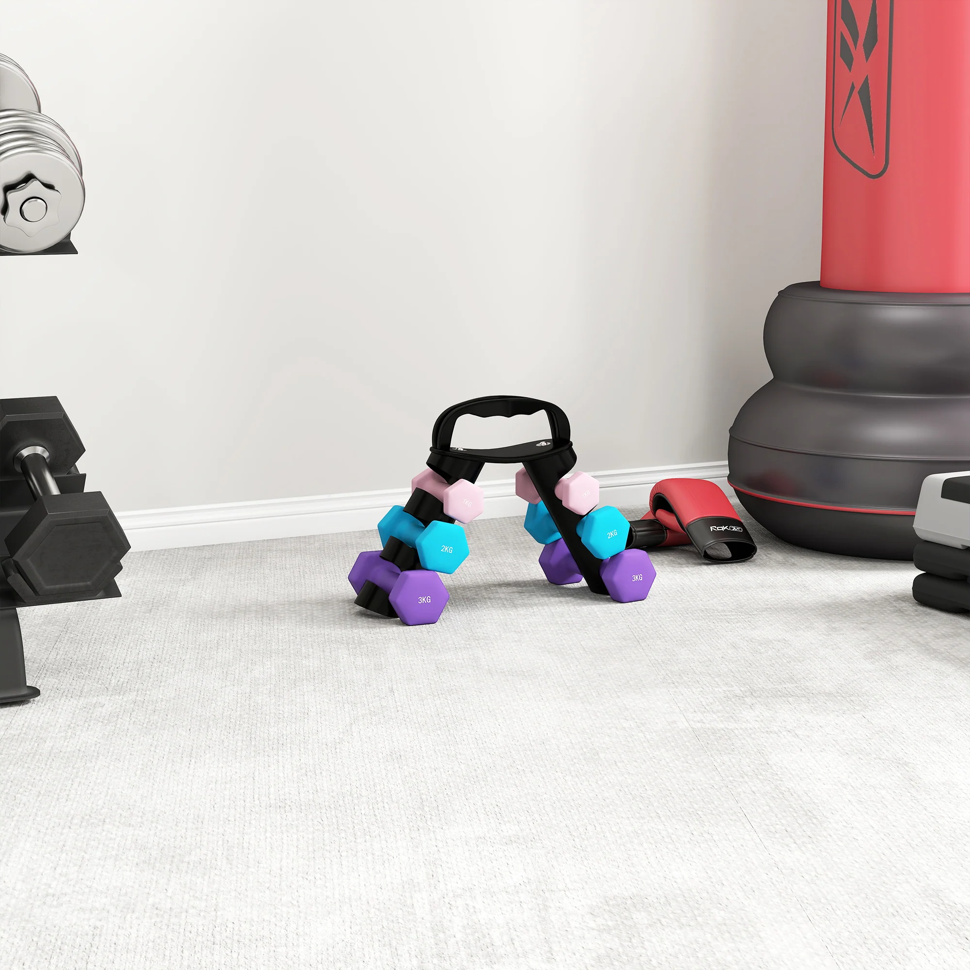 SPORTNOW Dumbbells Set With Storage Rack, 2 X 1kg, 2 X 2kg, 2 X 3kg, Pink - Image 8