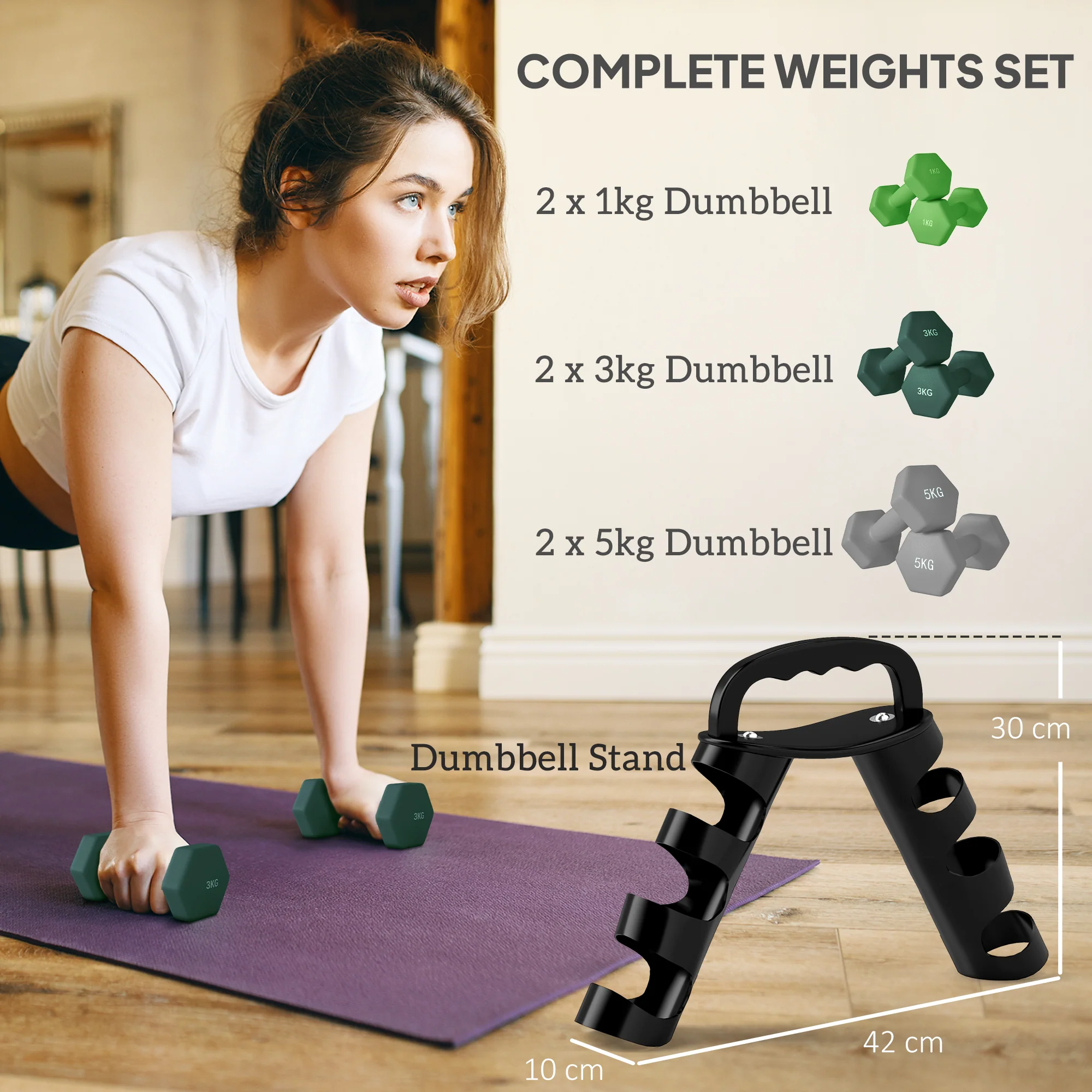 SPORTNOW Dumbbells Set With Storage Rack - Image 3