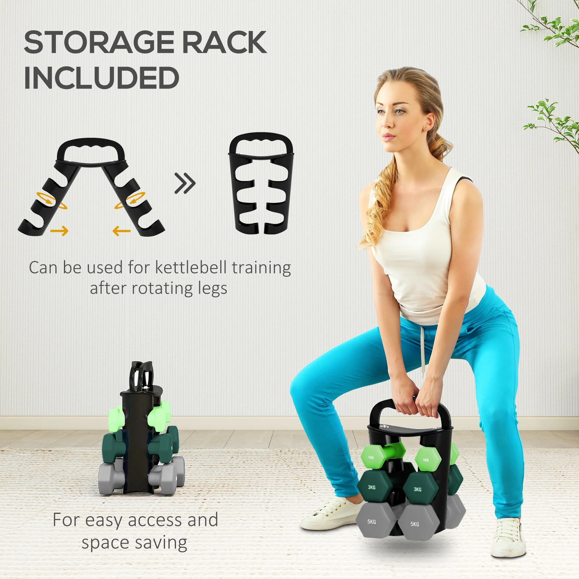 SPORTNOW Dumbbells Set With Storage Rack - Image 4