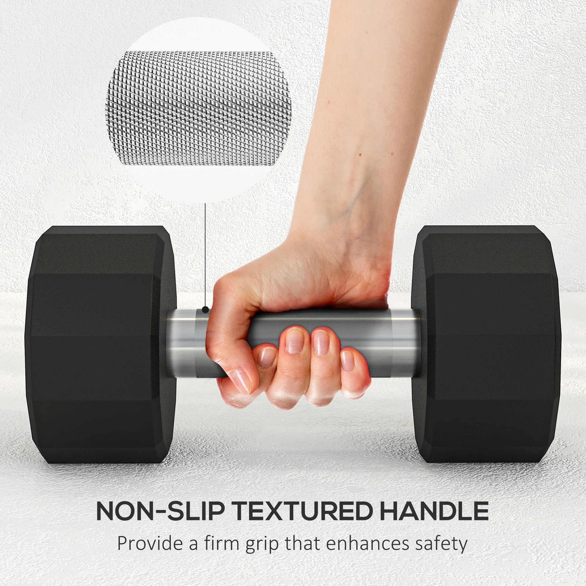 2 X 12kg SPORTNOW Dumbbells Weights Set With 12-Sided Shape And Non-Slip Grip - Image 6